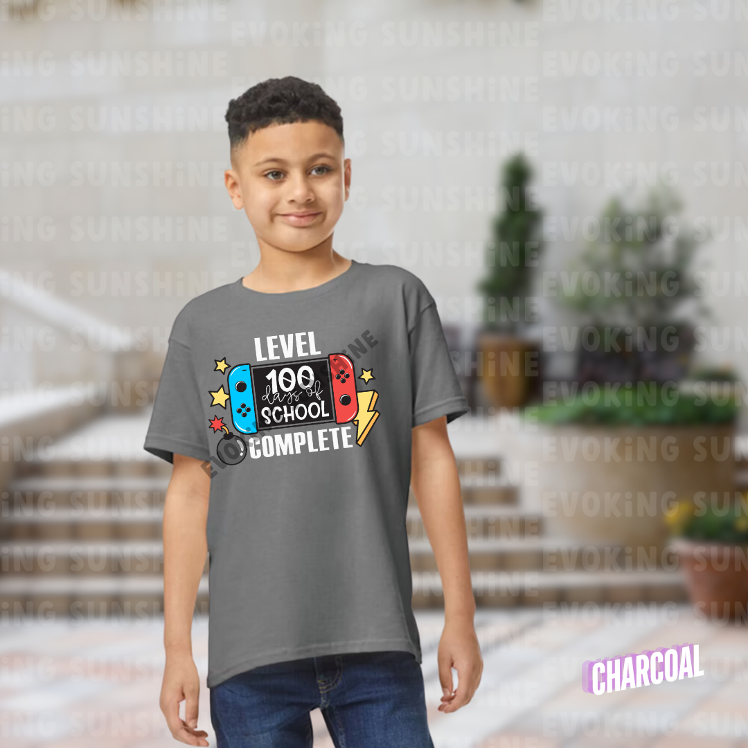 Level 100 Days Unlocked Shirt – Power Up Your Celebration! - Celebration School Shirt - Kids Heavy Cotton™ Tee