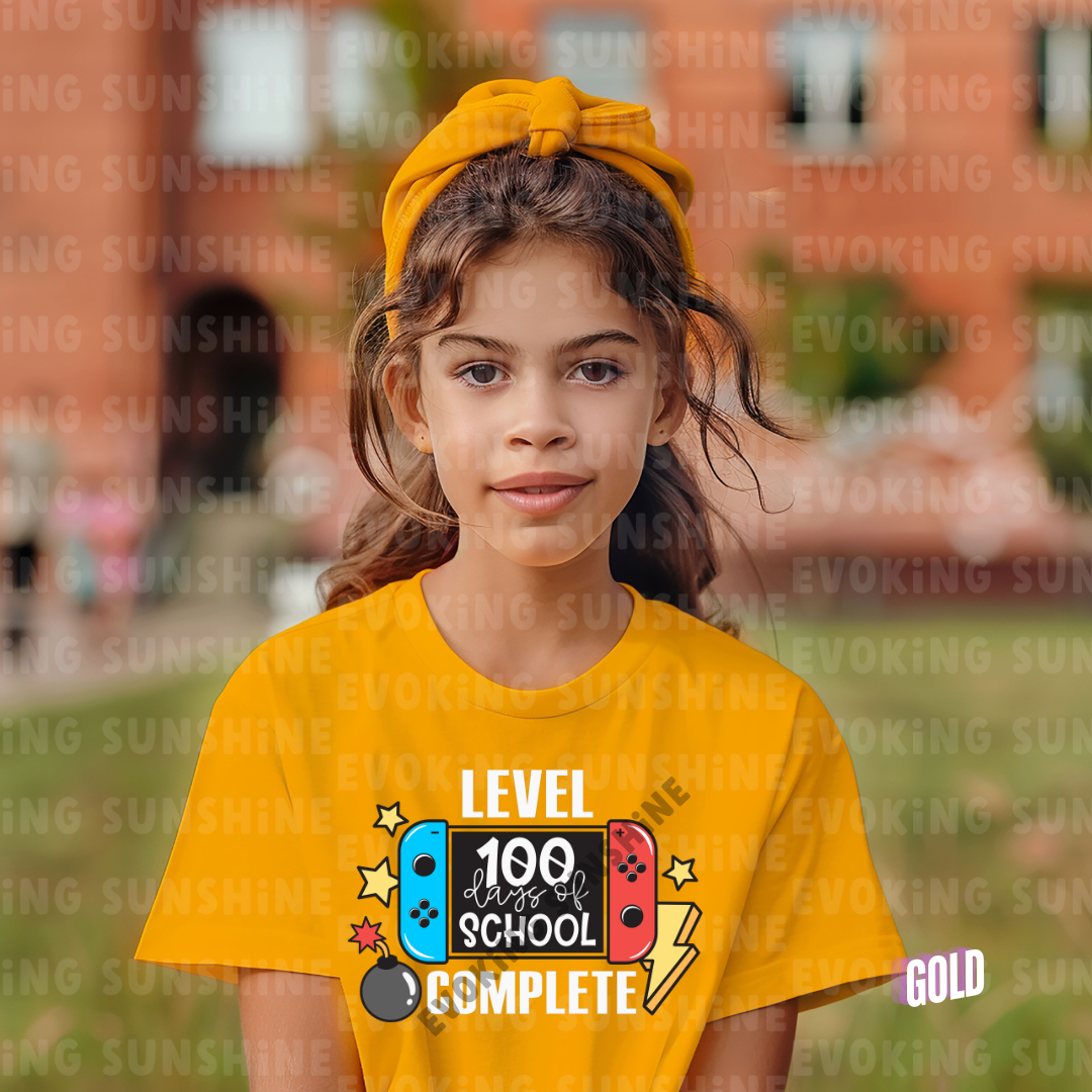 Level 100 Days Unlocked Shirt – Power Up Your Celebration! - Celebration School Shirt - Kids Heavy Cotton™ Tee