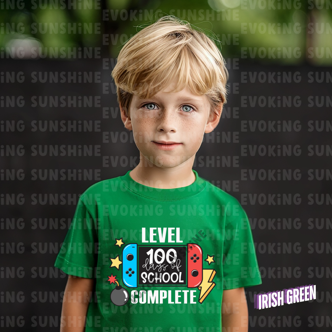 Level 100 Days Unlocked Shirt – Power Up Your Celebration! - Celebration School Shirt - Kids Heavy Cotton™ Tee