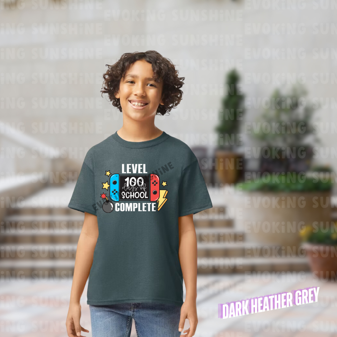 Level 100 Days Unlocked Shirt – Power Up Your Celebration! - Celebration School Shirt - Kids Heavy Cotton™ Tee
