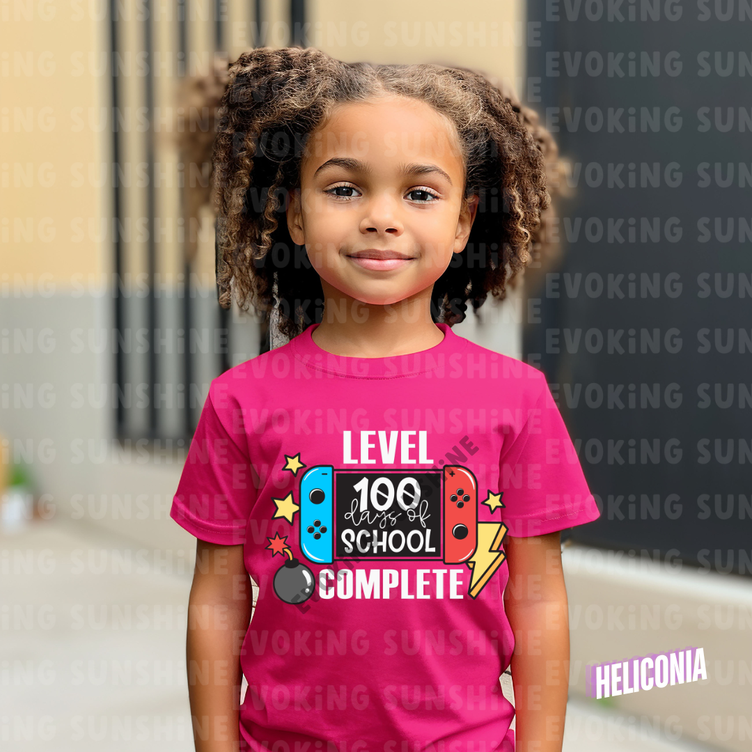 Level 100 Days Unlocked Shirt – Power Up Your Celebration! - Celebration School Shirt - Kids Heavy Cotton™ Tee