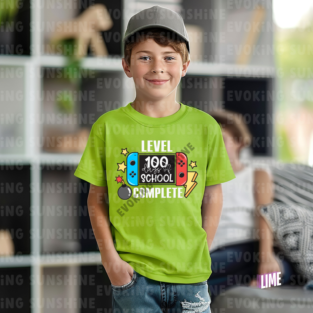Level 100 Days Unlocked Shirt – Power Up Your Celebration! - Celebration School Shirt - Kids Heavy Cotton™ Tee