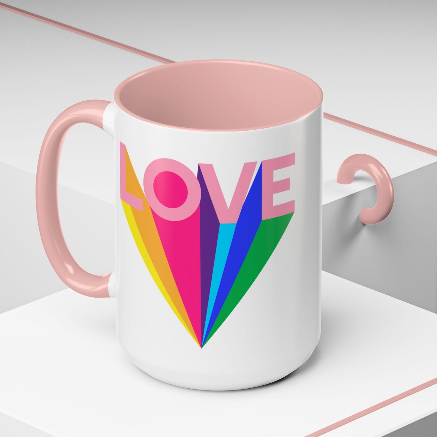 LOVE Accent Coffee Mug (11, 15oz), Rainbow mug, Coffee Lover, Valentine's gift, Tea lover, Gifts for her, Gifts for him