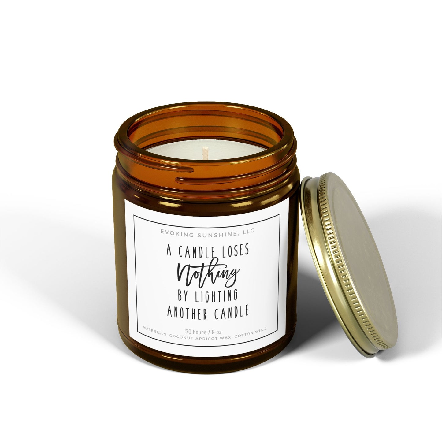 9oz Scented Candle, 'A Candle Loses NOTHING by Lighting Another Candle', Hand-Poured in the USA, 9 Scents, Coconut Apricot Wax