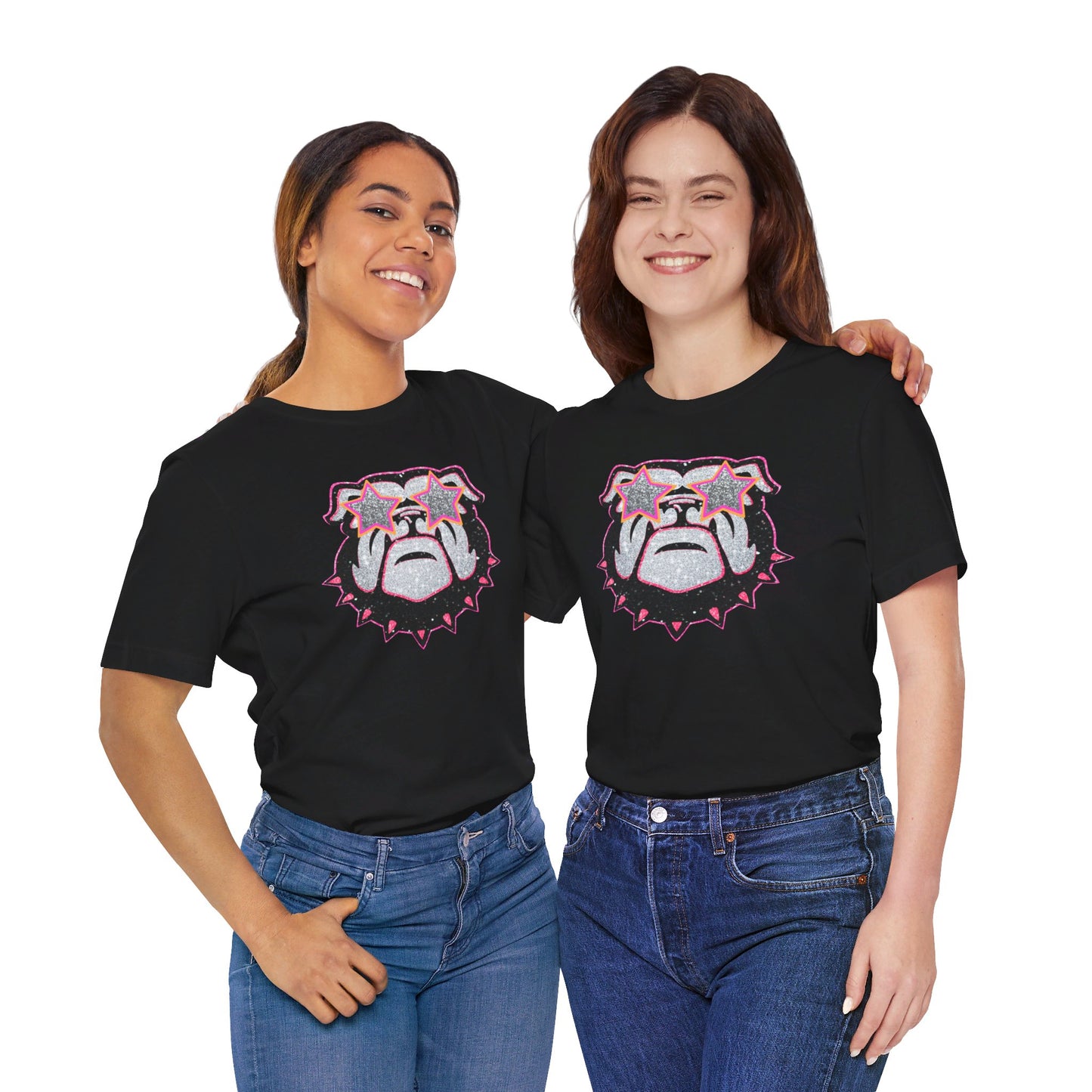 UGA Bulldog Lady Tee in Faux Black, Pink and Silver Glitter
