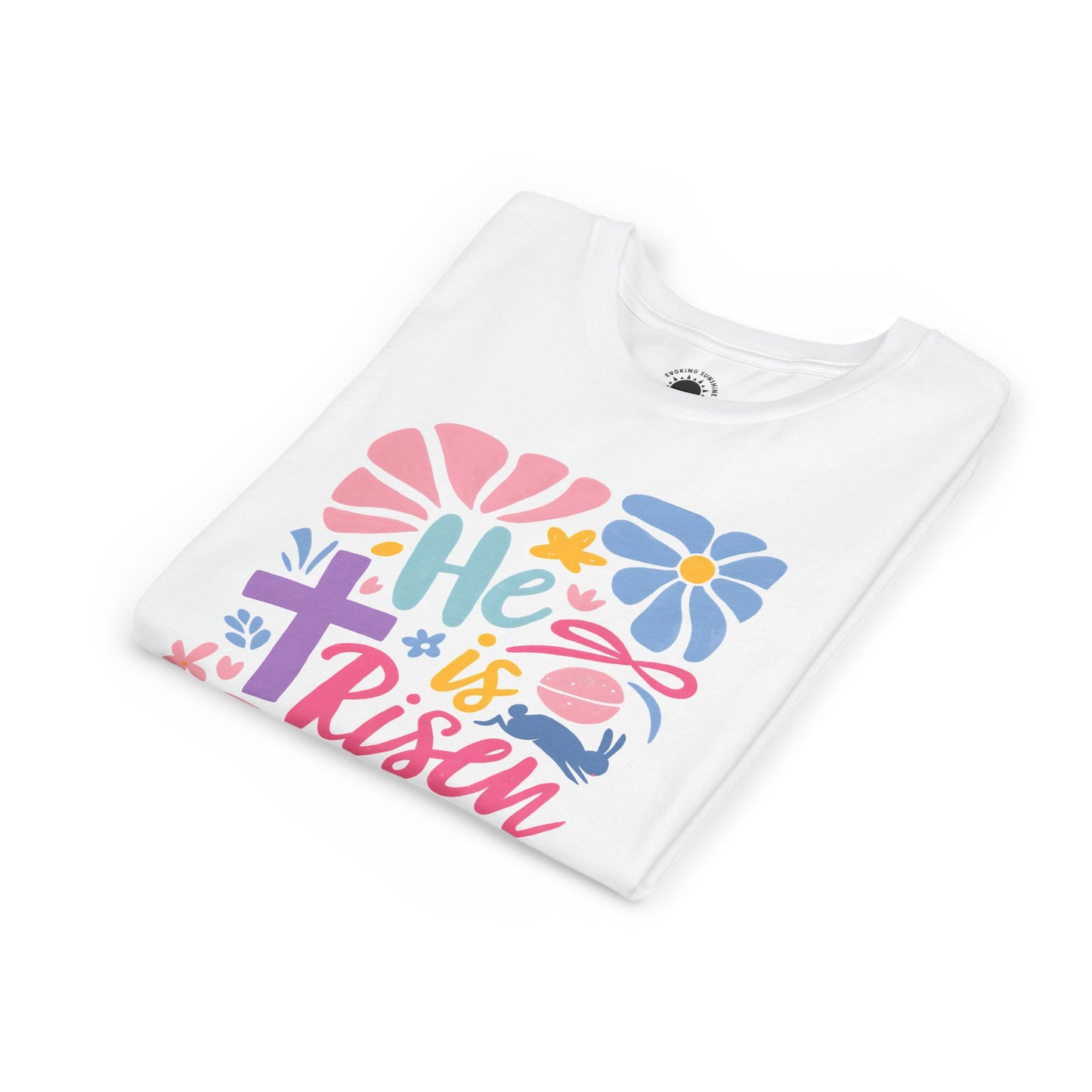 Youth Short Sleeve Tee - "He is Risen" Floral Design
