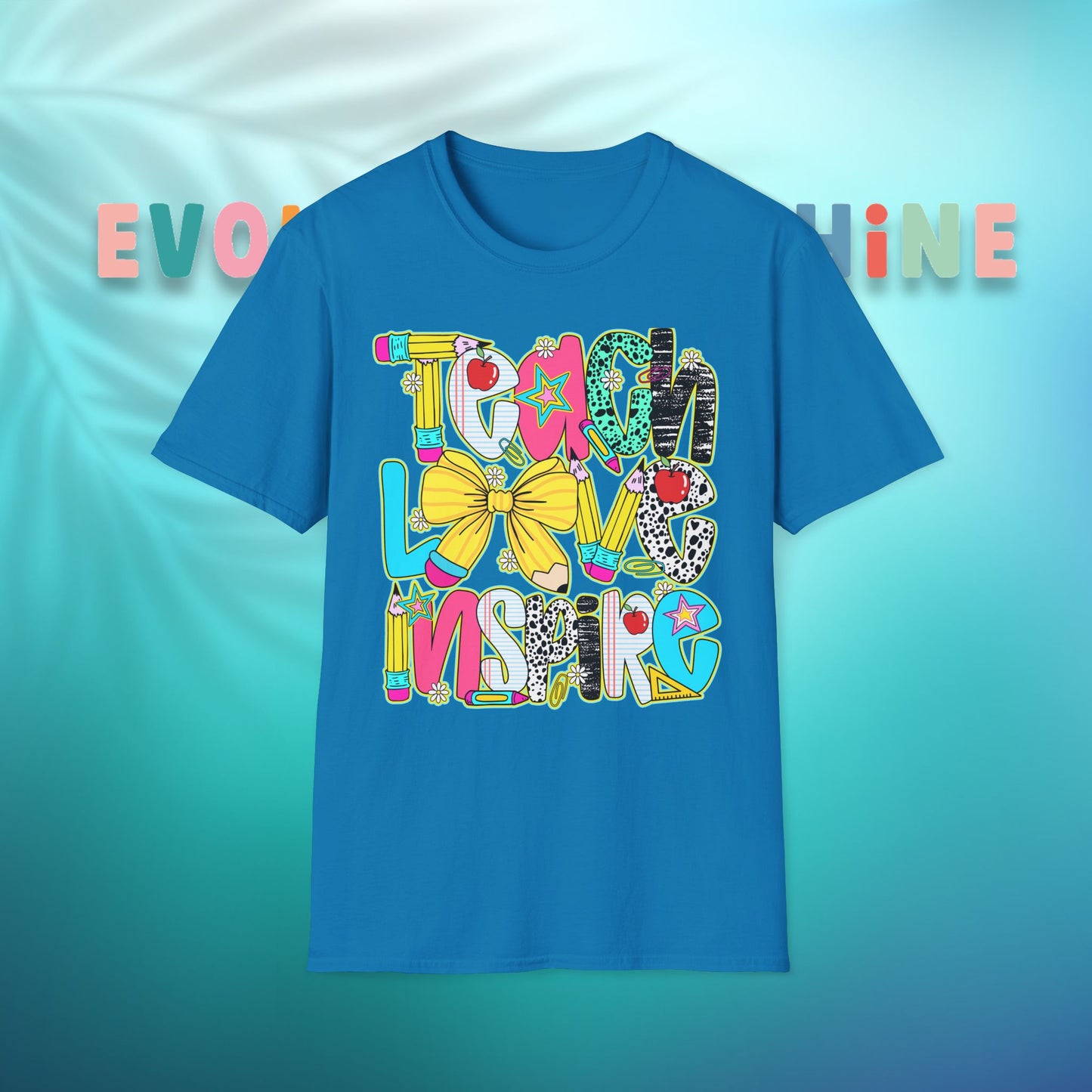 Colorful Teacher T-Shirt, Teach Love Inspire Shirt, Gift for Educators, Back to School Apparel, Inspirational Tops