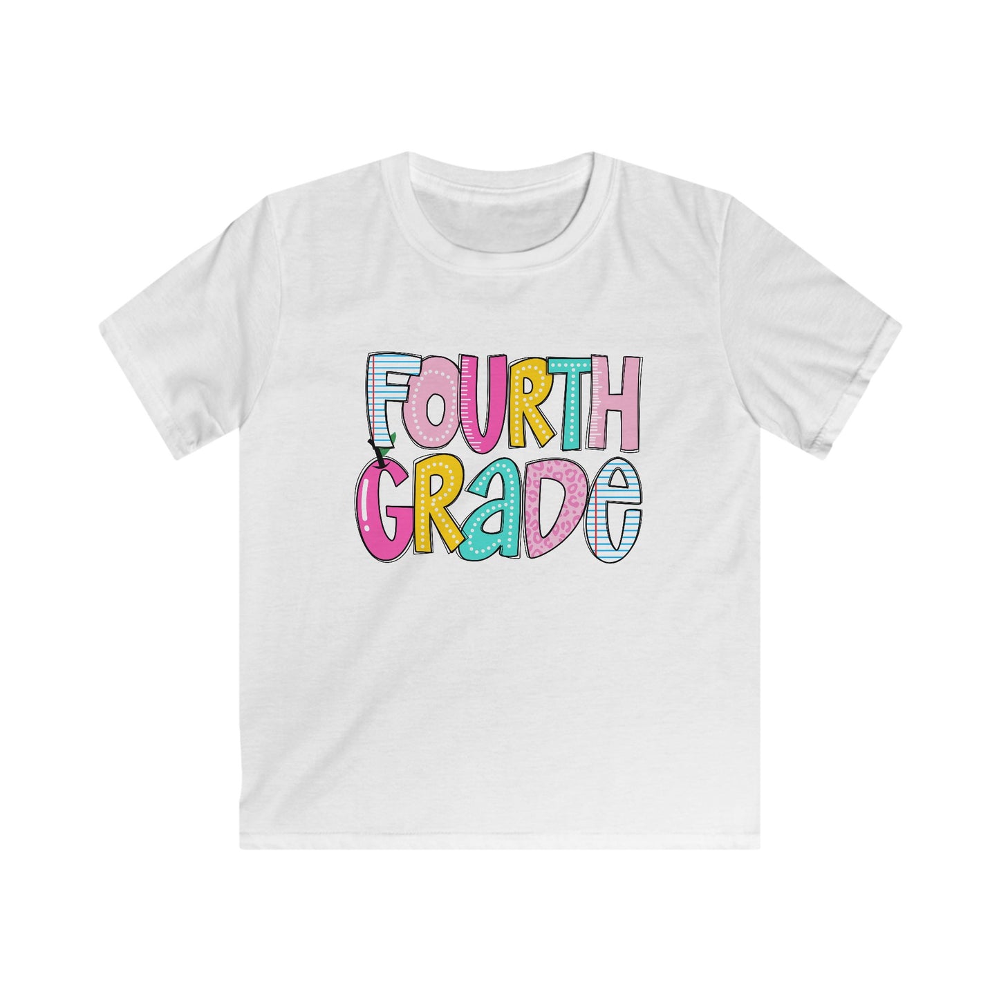 Colorful Fourth Grade Kids Tee, Kids Softstyle Shirt, Cute School Apparel, Back to School Gift, First Day of School, Elementary School