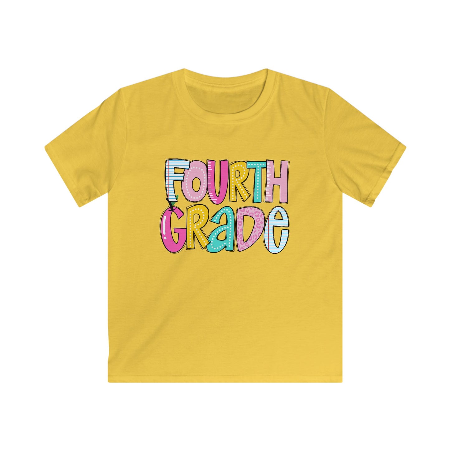 Colorful Fourth Grade Kids Tee, Kids Softstyle Shirt, Cute School Apparel, Back to School Gift, First Day of School, Elementary School