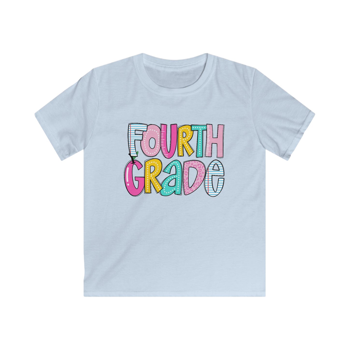 Colorful Fourth Grade Kids Tee, Kids Softstyle Shirt, Cute School Apparel, Back to School Gift, First Day of School, Elementary School