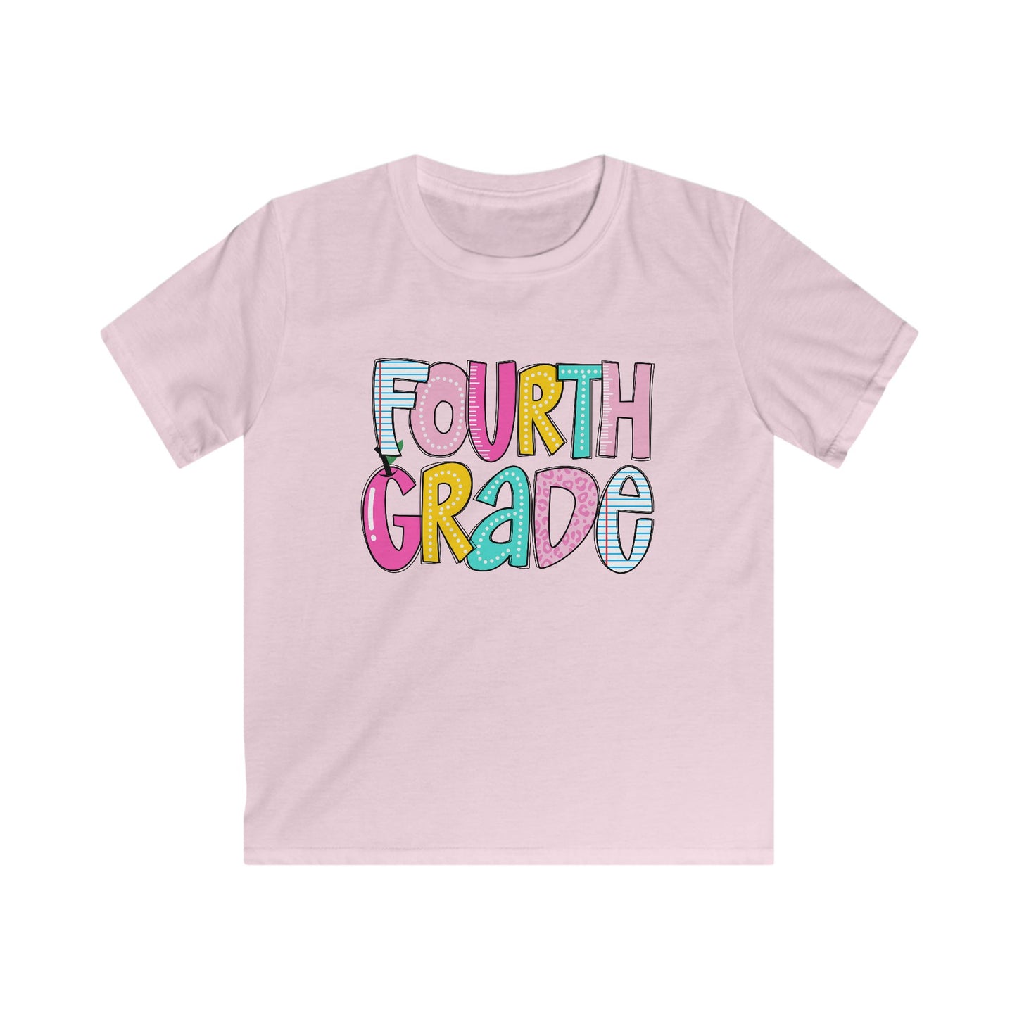 Colorful Fourth Grade Kids Tee, Kids Softstyle Shirt, Cute School Apparel, Back to School Gift, First Day of School, Elementary School