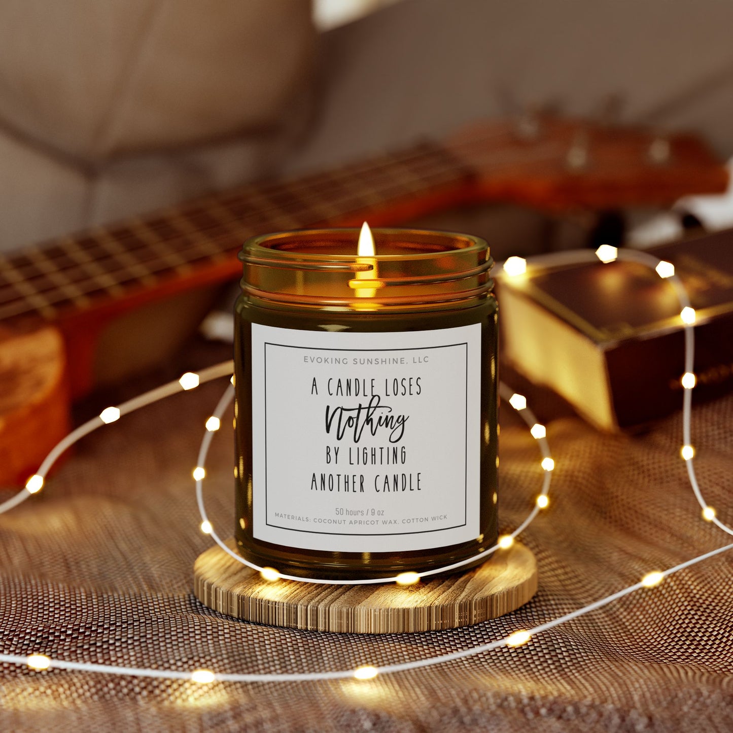9oz Scented Candle, 'A Candle Loses NOTHING by Lighting Another Candle', Hand-Poured in the USA, 9 Scents, Coconut Apricot Wax