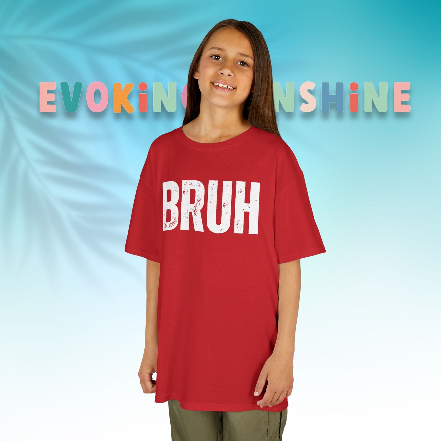 Kids Heavy Cotton™ Tee - Funny 'BRUH' Shirt for Boys & Girls, Casual Kids Wear, Gift for Birthdays, Anniversaries, Humor Apparel