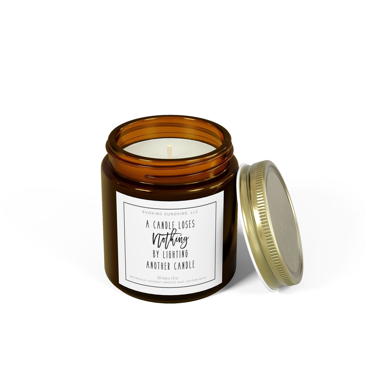 9oz Scented Candle, 'A Candle Loses NOTHING by Lighting Another Candle', Hand-Poured in the USA, 9 Scents, Coconut Apricot Wax