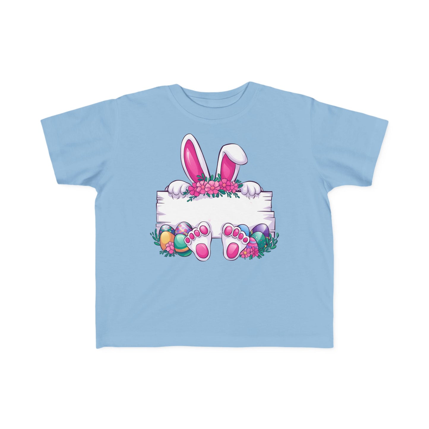 Personalized Cute Easter Bunny Toddler T-Shirt with Colorful Eggs