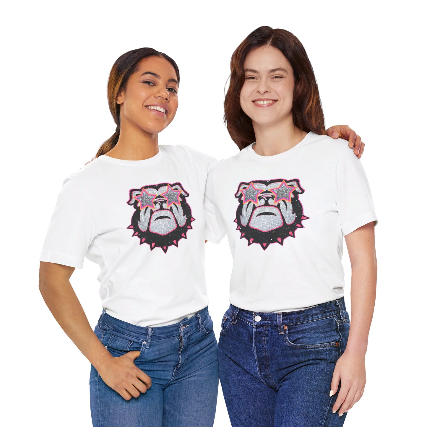 UGA Bulldog Lady Tee in Faux Black, Pink and Silver Glitter