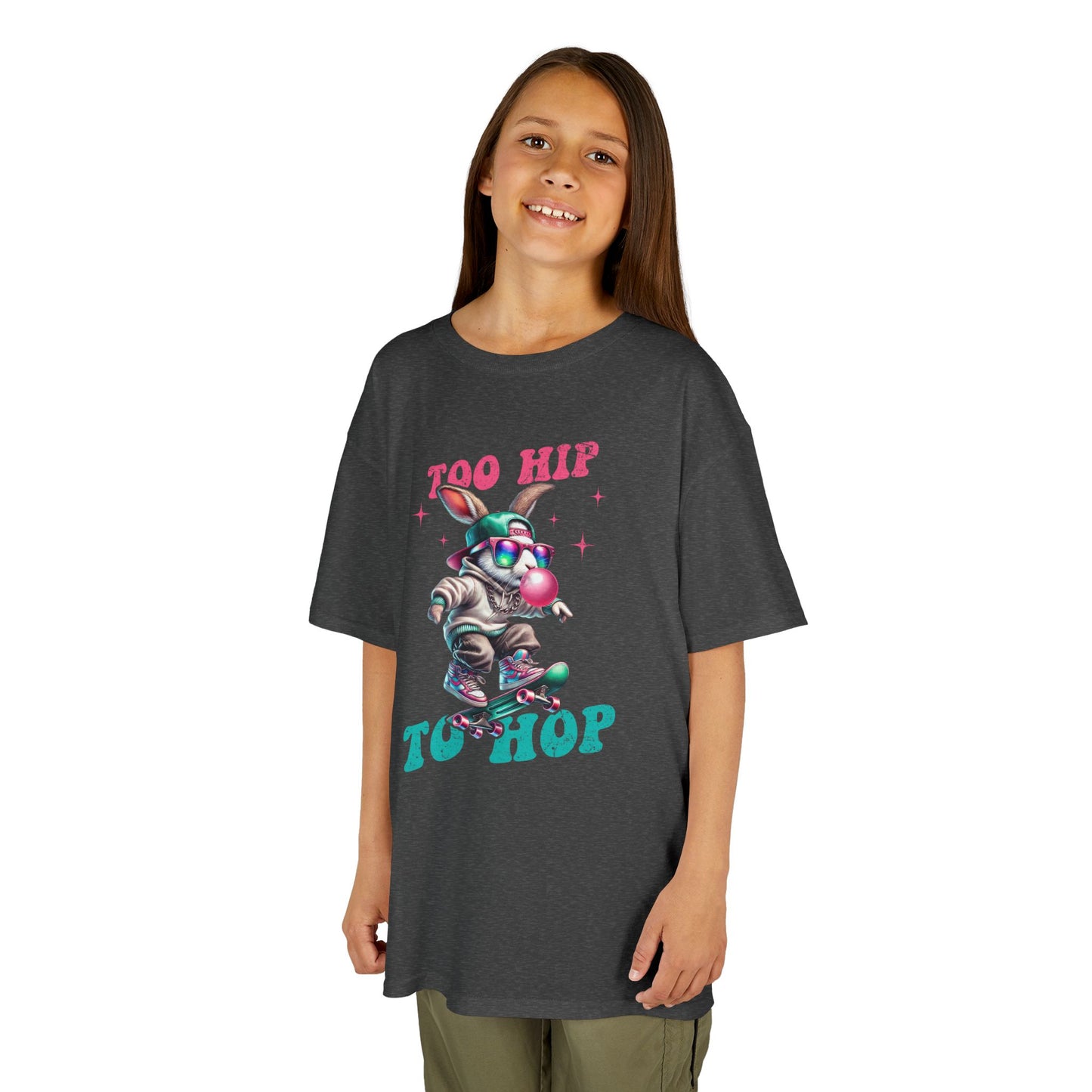 Cool Skateboarding Bunny Kids Tee - "Too Hip to Hop"