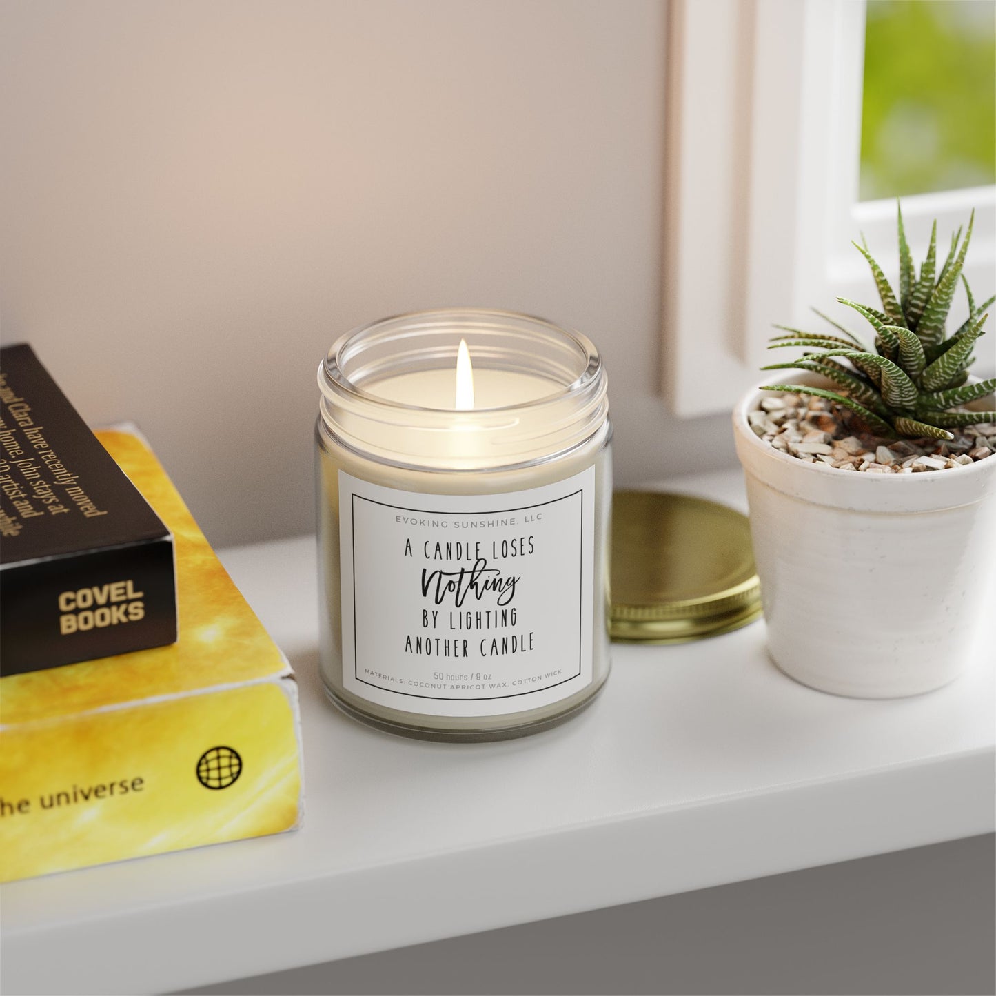 9oz Scented Candle, 'A Candle Loses NOTHING by Lighting Another Candle', Hand-Poured in the USA, 9 Scents, Coconut Apricot Wax