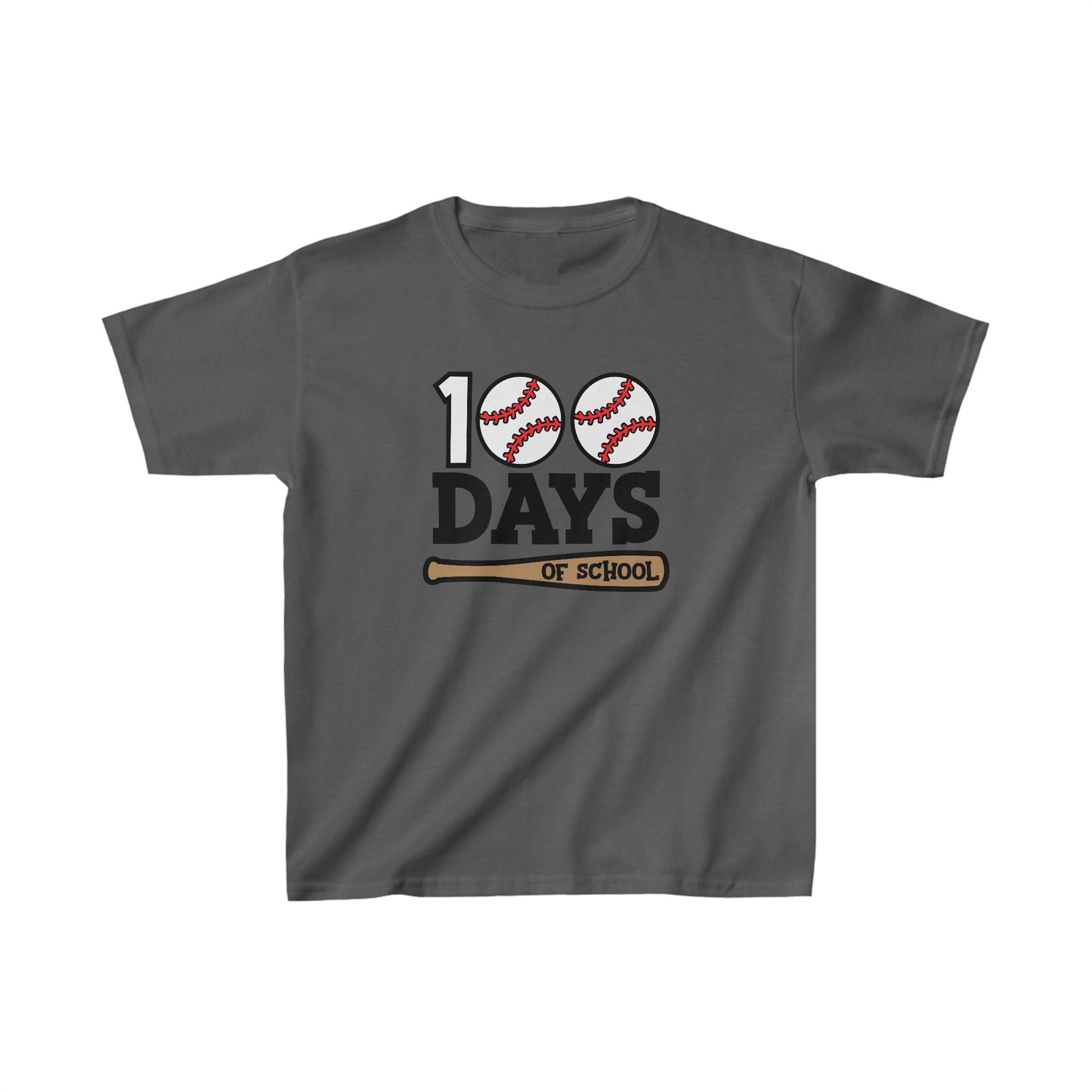 100 Day of School Baseball T-Shirt, School Spirt, Youth shirt, Baseball and bat