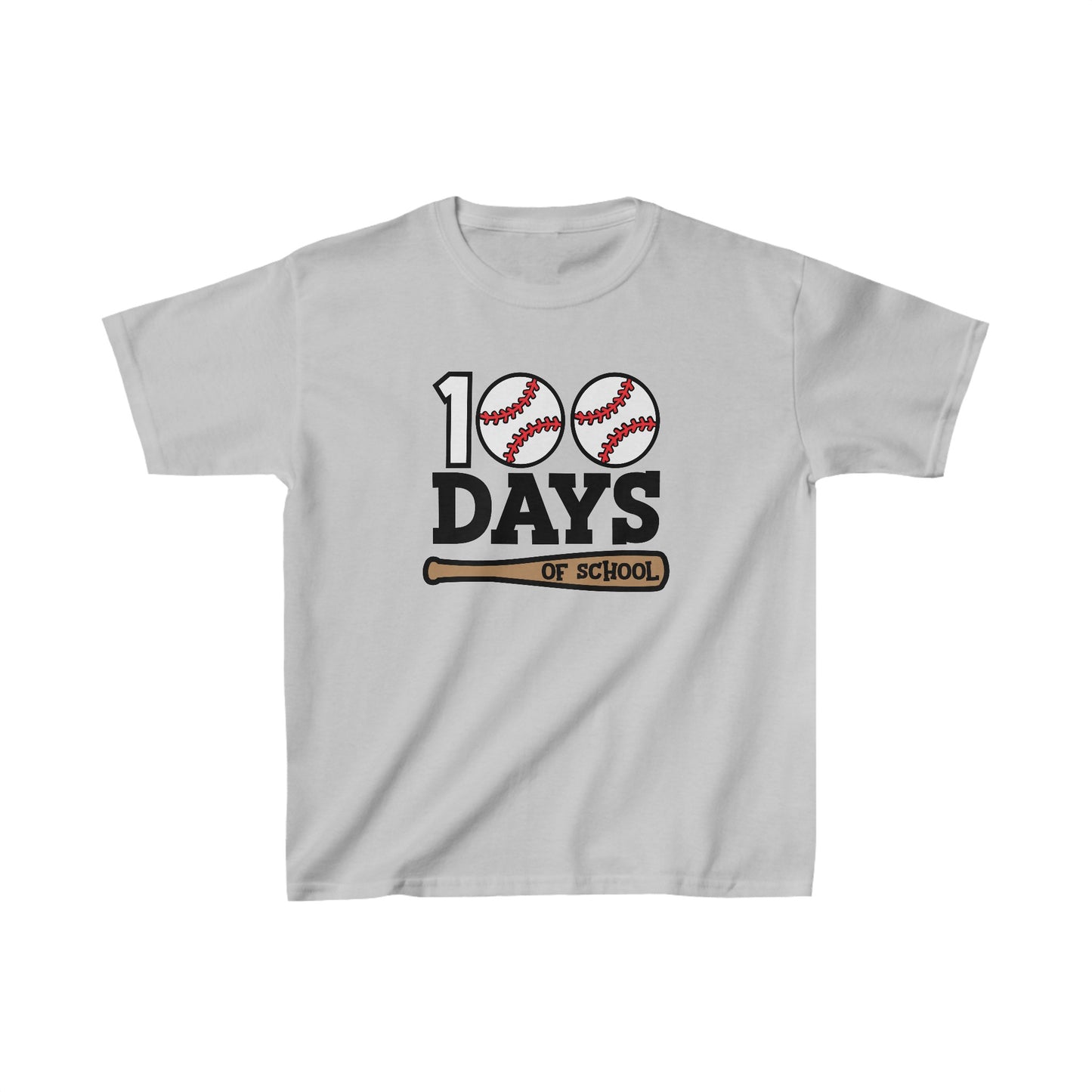 100 Day of School Baseball T-Shirt, School Spirt, Youth shirt, Baseball and bat