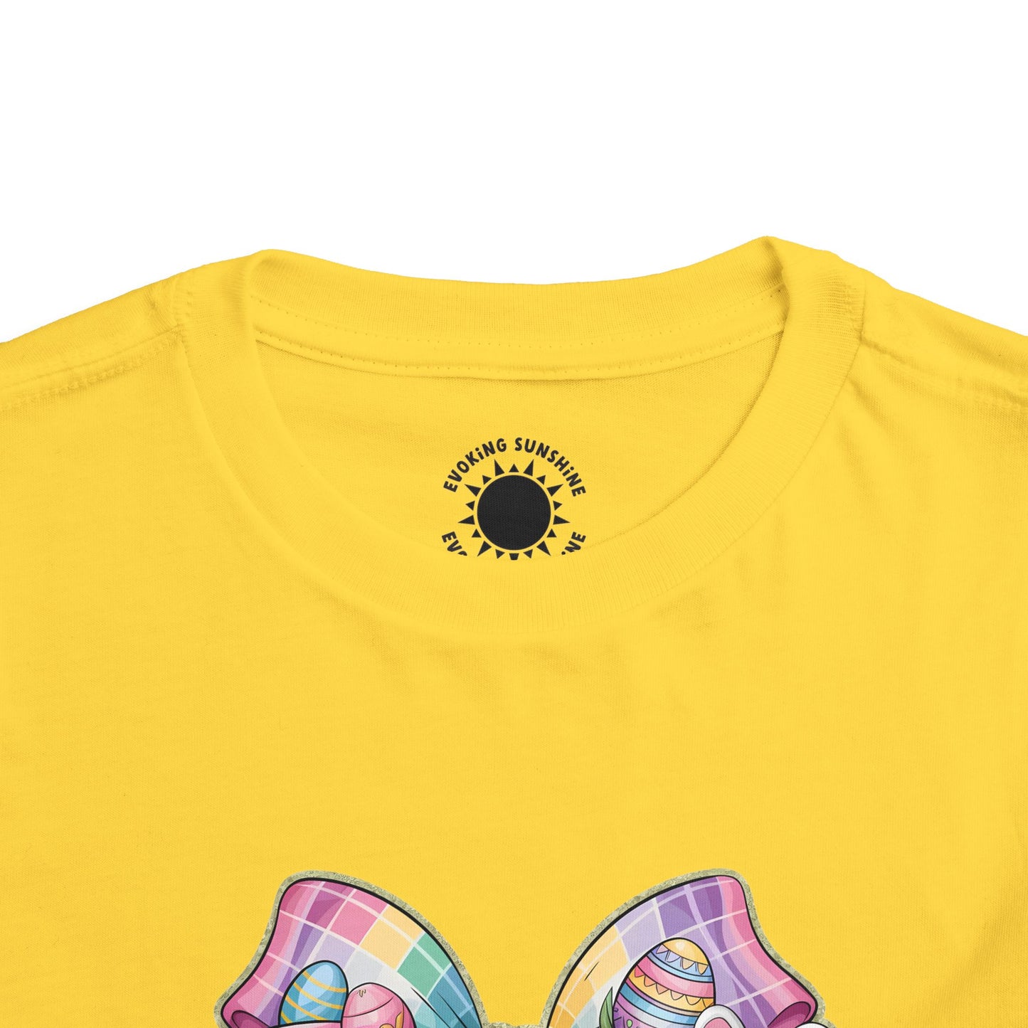 Easter Bunny Toddler Tee - Festive Short Sleeve Shirt with Colorful Bow Design