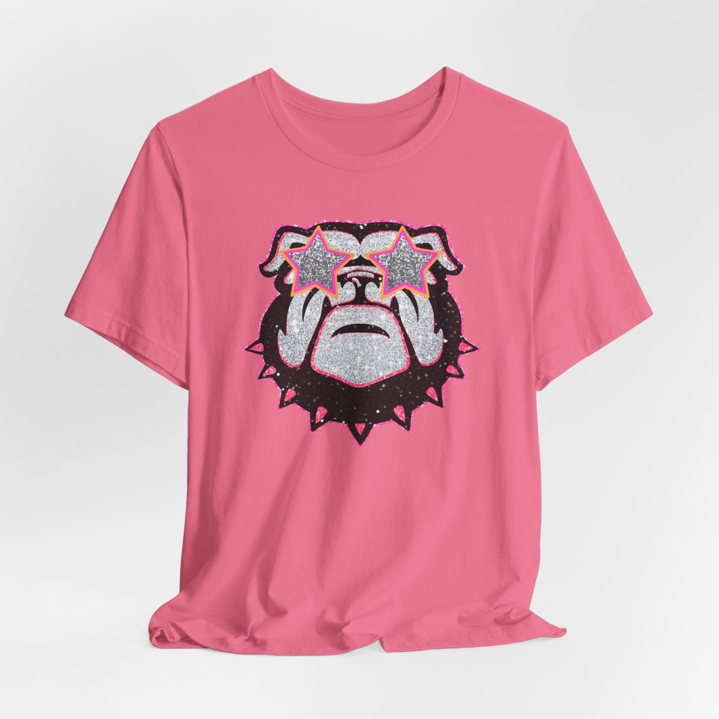 UGA Bulldog Lady Tee in Faux Black, Pink and Silver Glitter