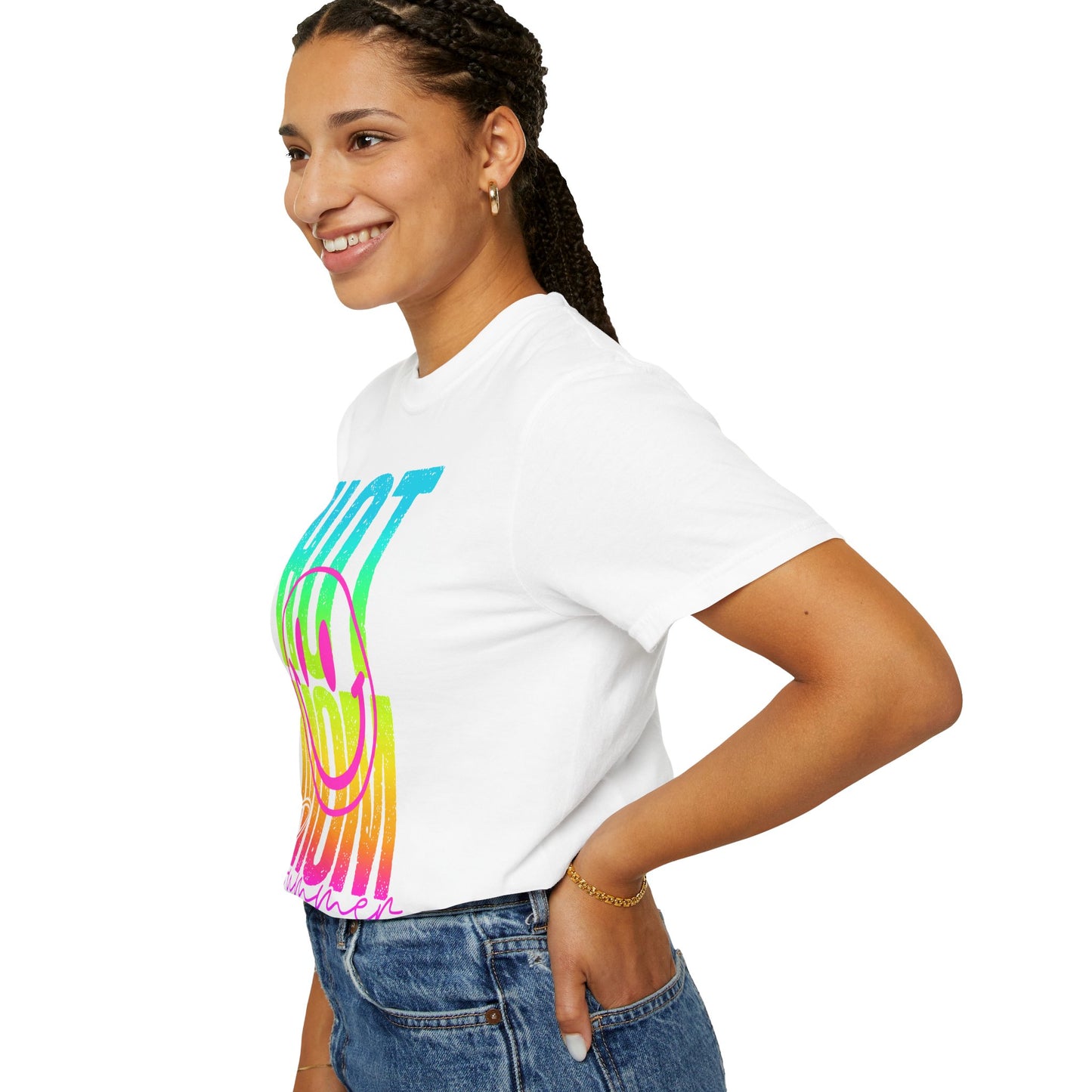 Neon Hot Mom Summer Unisex T-shirt, Neon Smile Face Shirt, Trendy Summer Tee, Cute Smiley Face Top, Casual Summer Apparel
