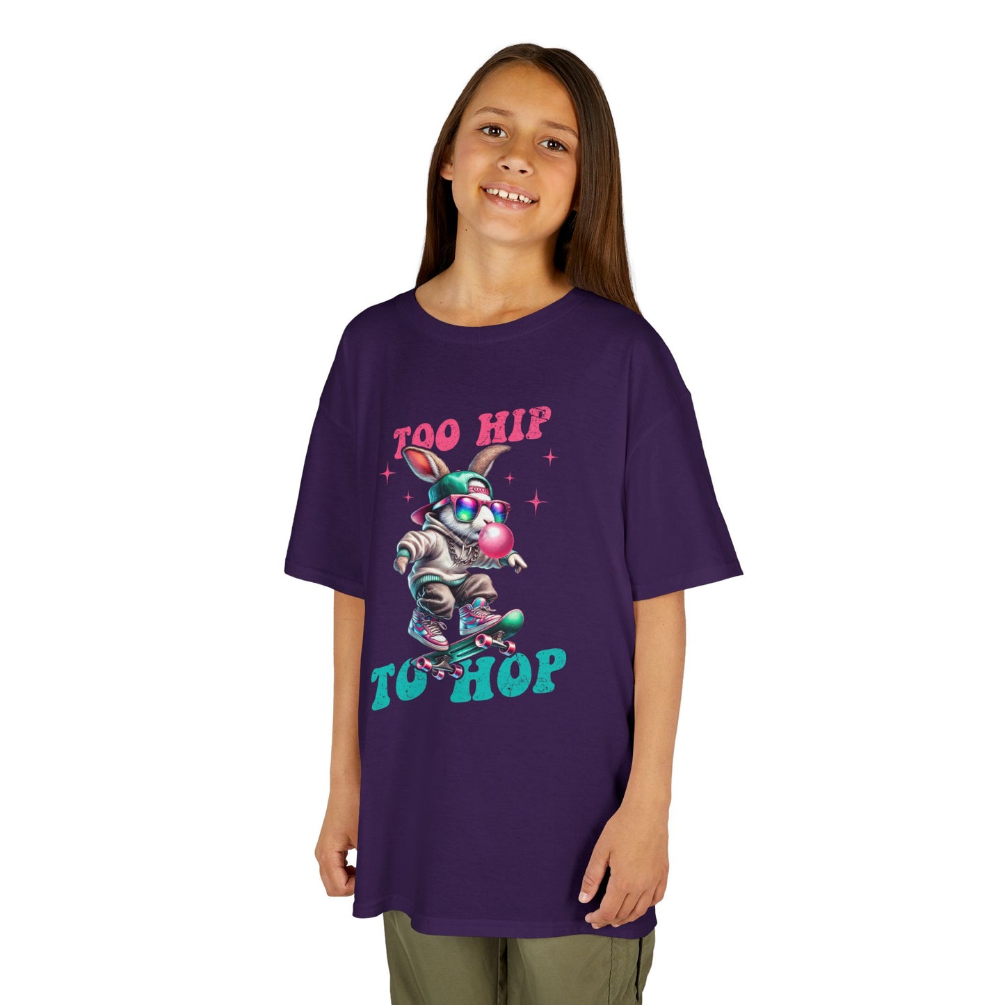 Cool Skateboarding Bunny Kids Tee - "Too Hip to Hop"