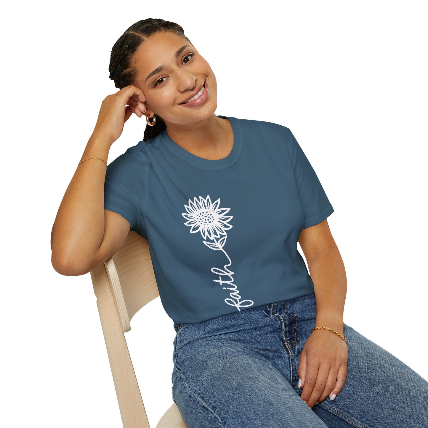 Faith-Inspired Unisex Softstyle T-Shirt - Floral Design for Everyday Wear