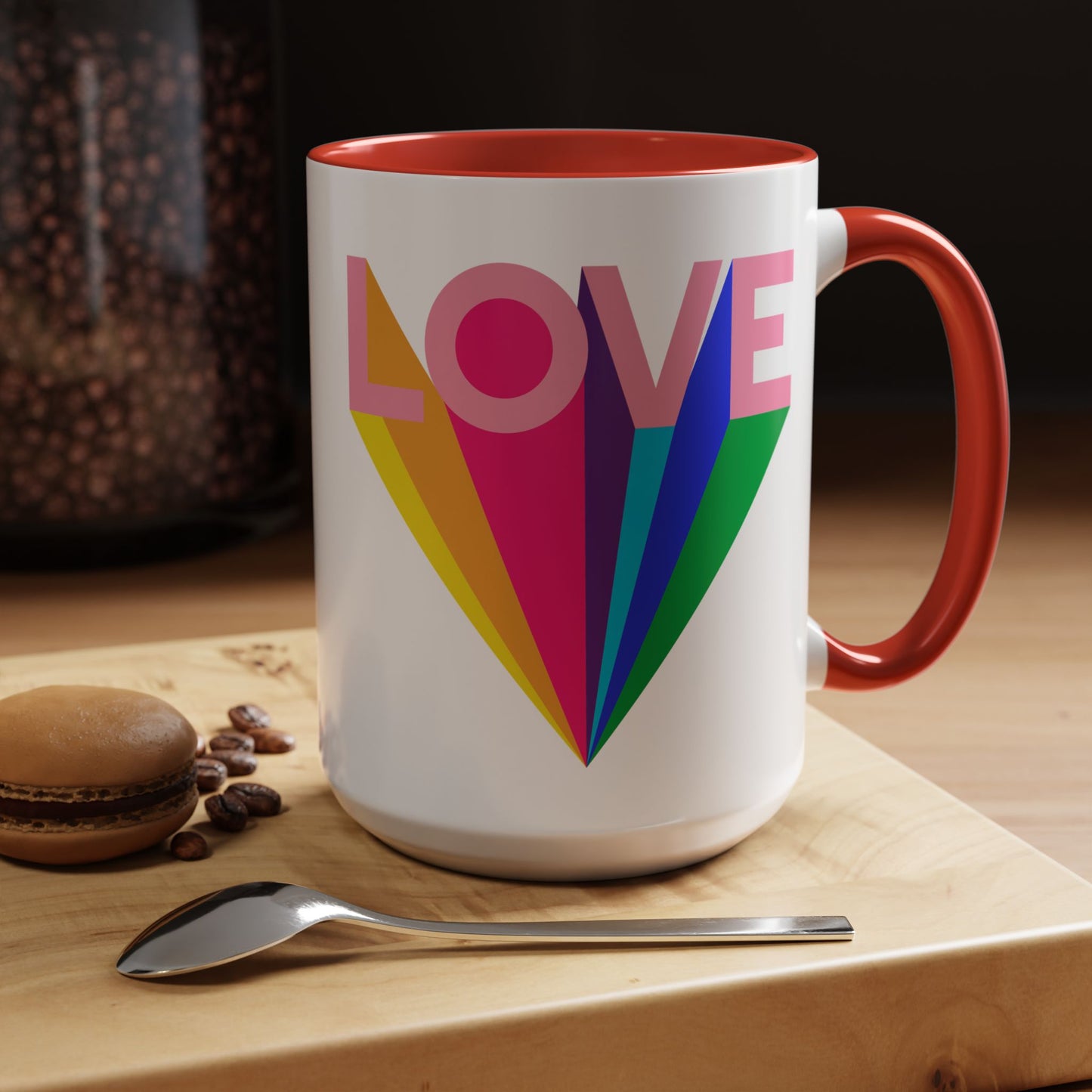 LOVE Accent Coffee Mug (11, 15oz), Rainbow mug, Coffee Lover, Valentine's gift, Tea lover, Gifts for her, Gifts for him