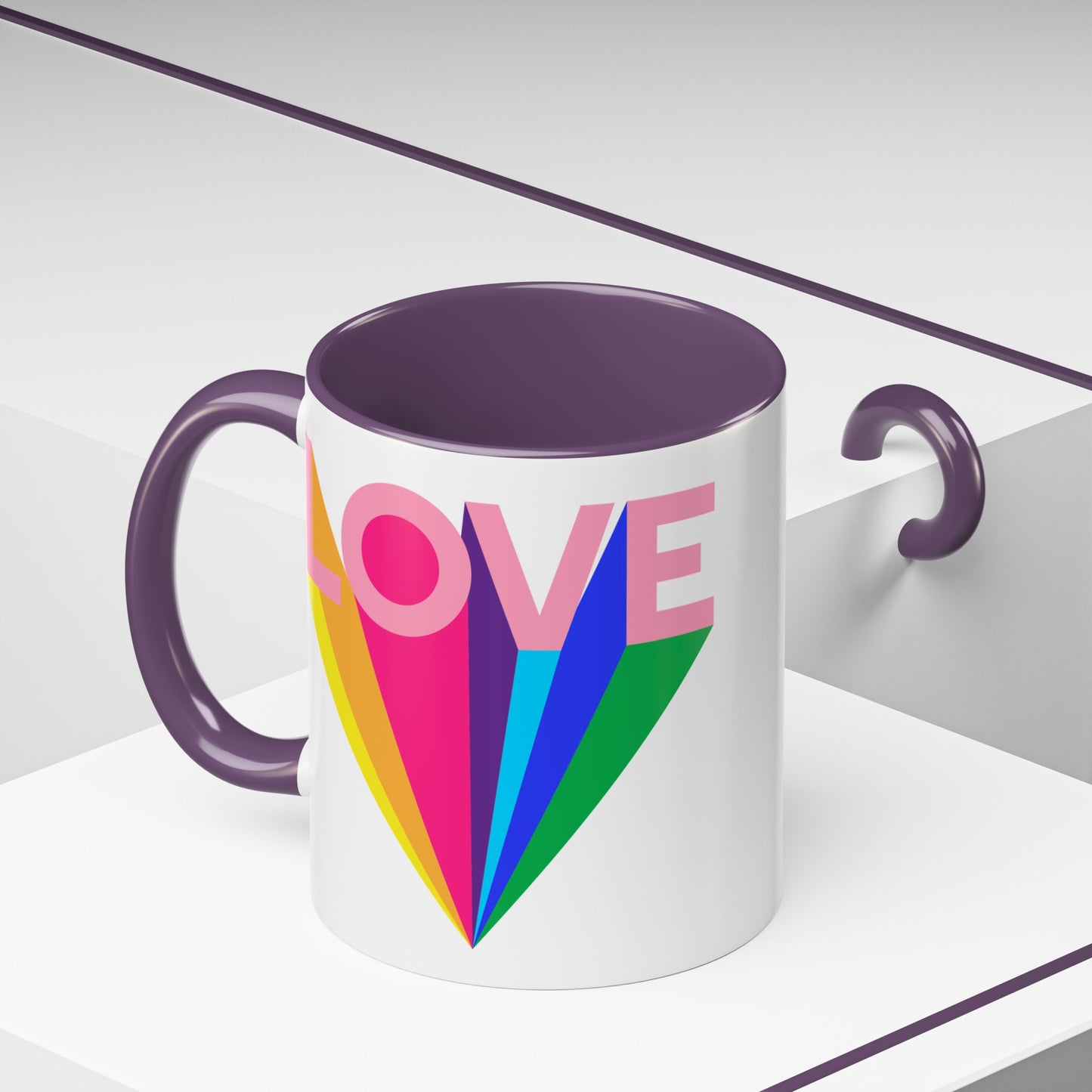 LOVE Accent Coffee Mug (11, 15oz), Rainbow mug, Coffee Lover, Valentine's gift, Tea lover, Gifts for her, Gifts for him