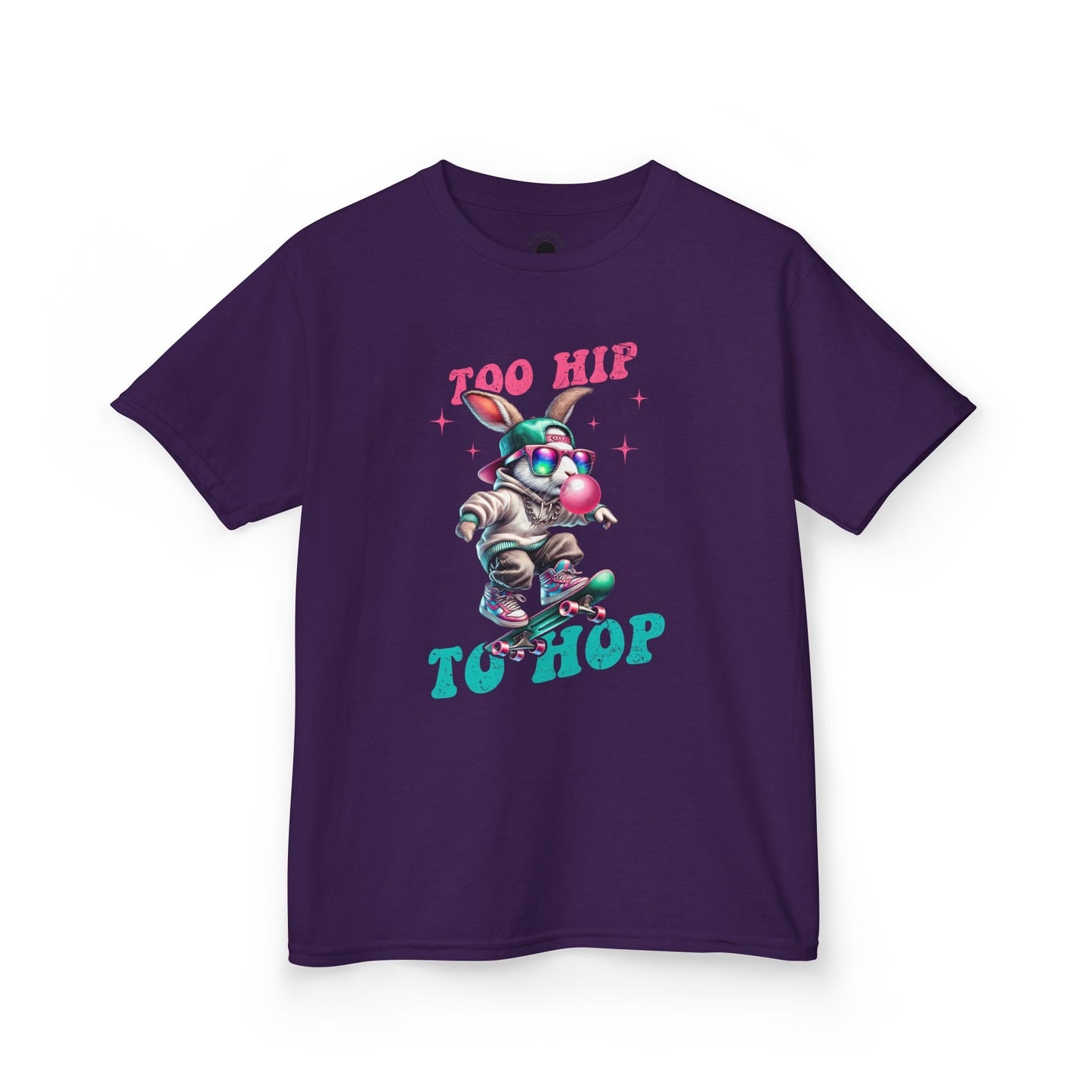 Cool Skateboarding Bunny Kids Tee - "Too Hip to Hop"