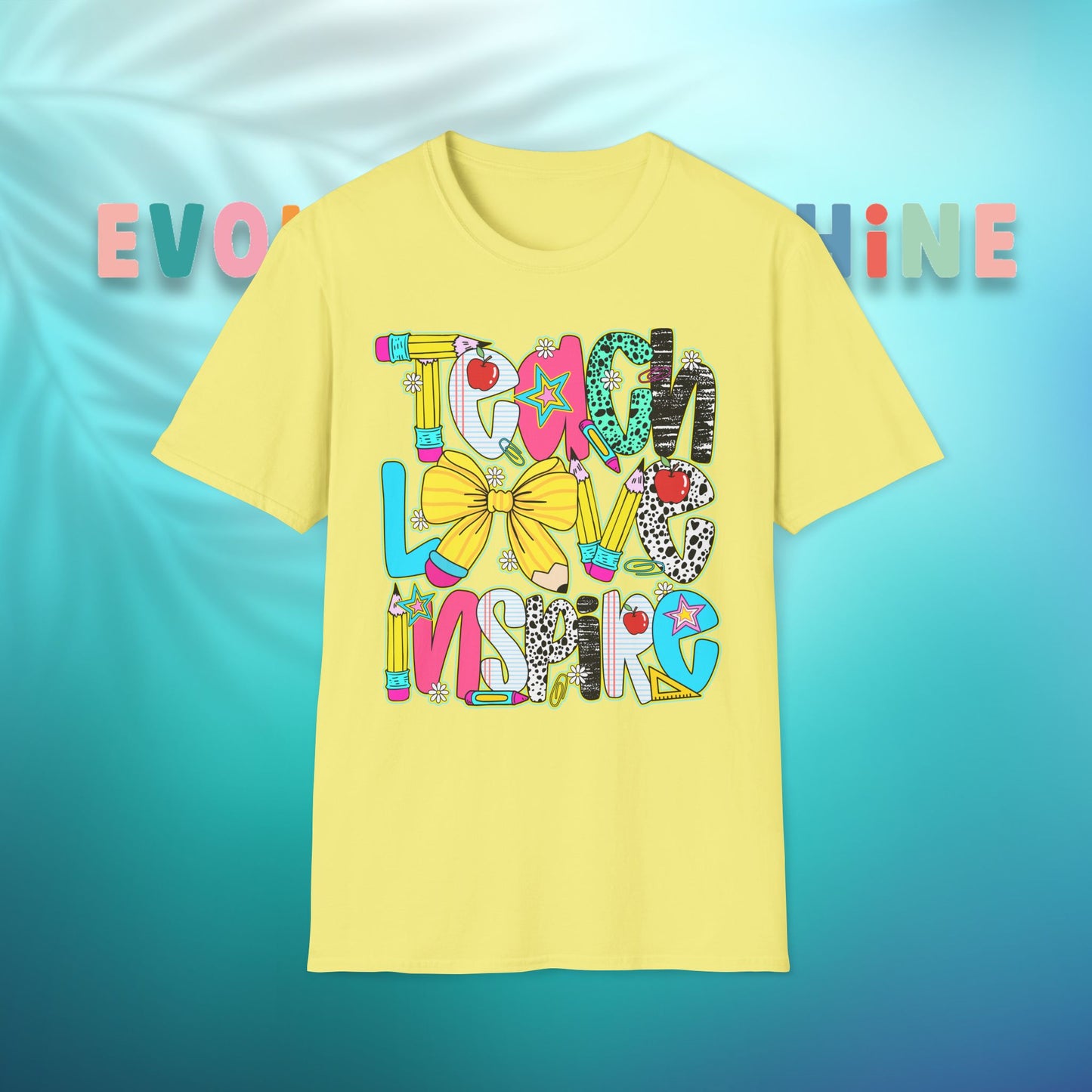 Colorful Teacher T-Shirt, Teach Love Inspire Shirt, Gift for Educators, Back to School Apparel, Inspirational Tops