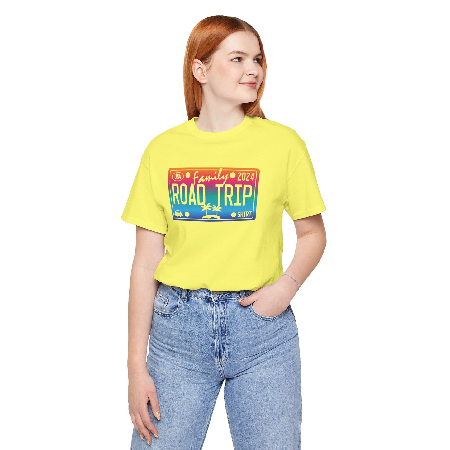License Plate Family Road Trip 2024, Adult, Unisex Jersey Short Sleeve Tee Express Delivery available