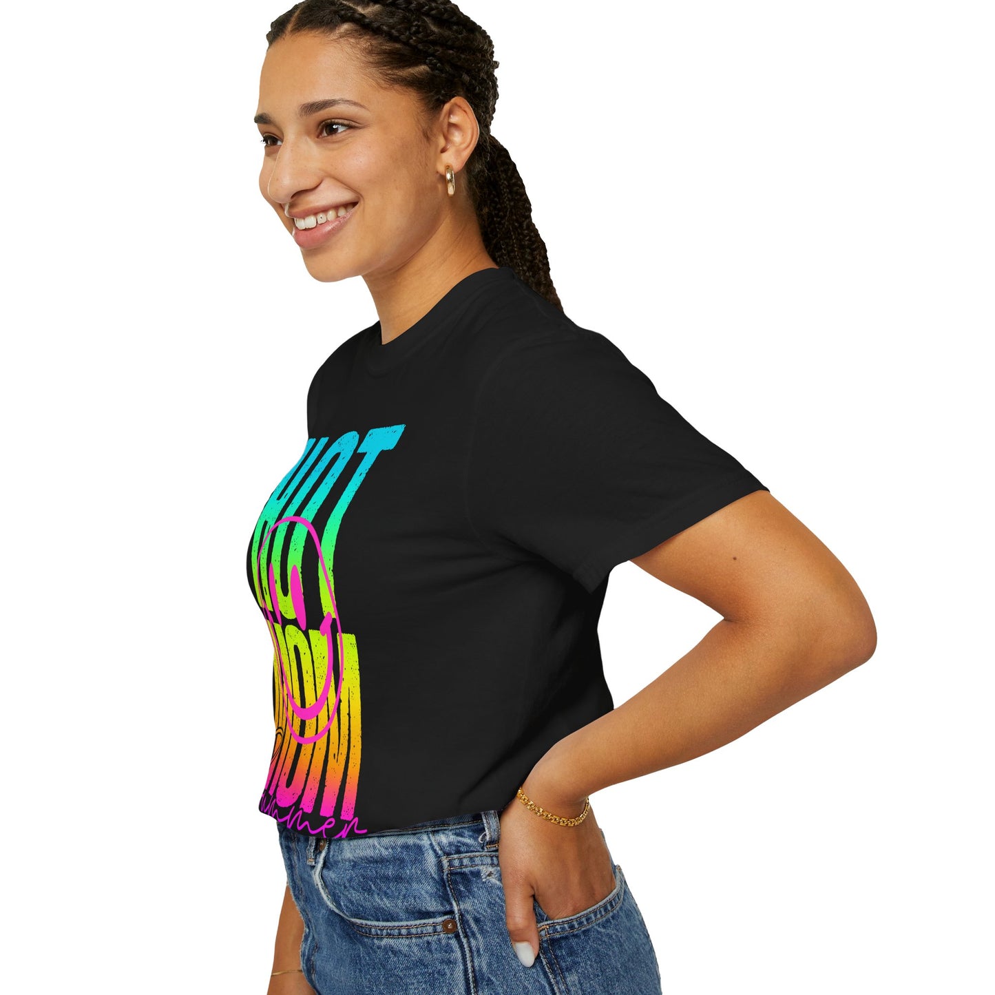 Neon Hot Mom Summer Unisex T-shirt, Neon Smile Face Shirt, Trendy Summer Tee, Cute Smiley Face Top, Casual Summer Apparel