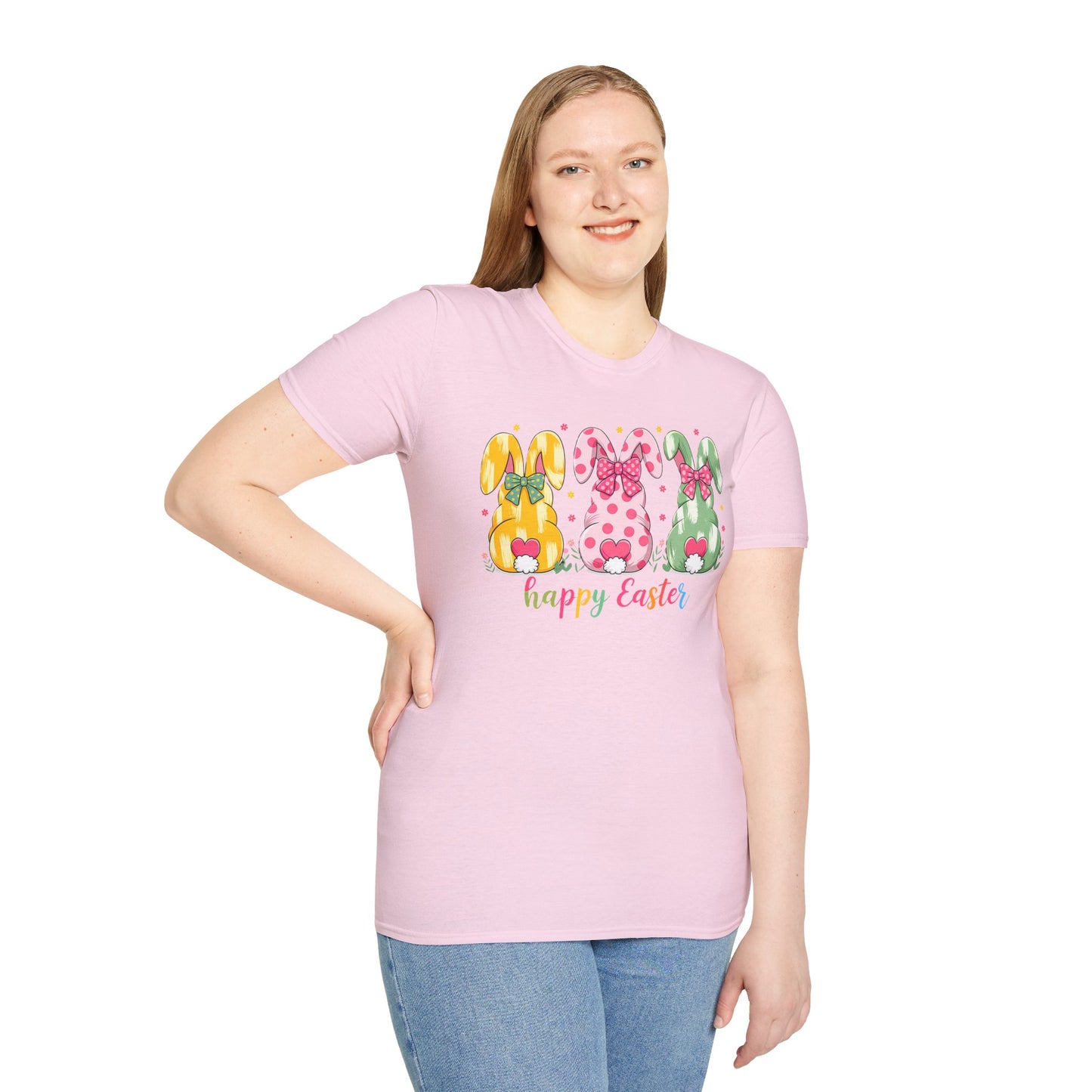 Happy Easter Unisex Softstyle T-Shirt - Cute Bunny Design