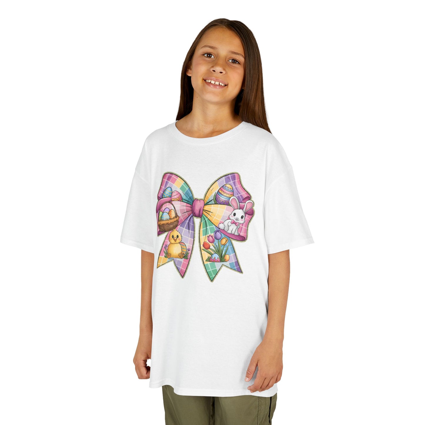 Easter Bunny Kids Tee - Cute Colorful Bow Design
