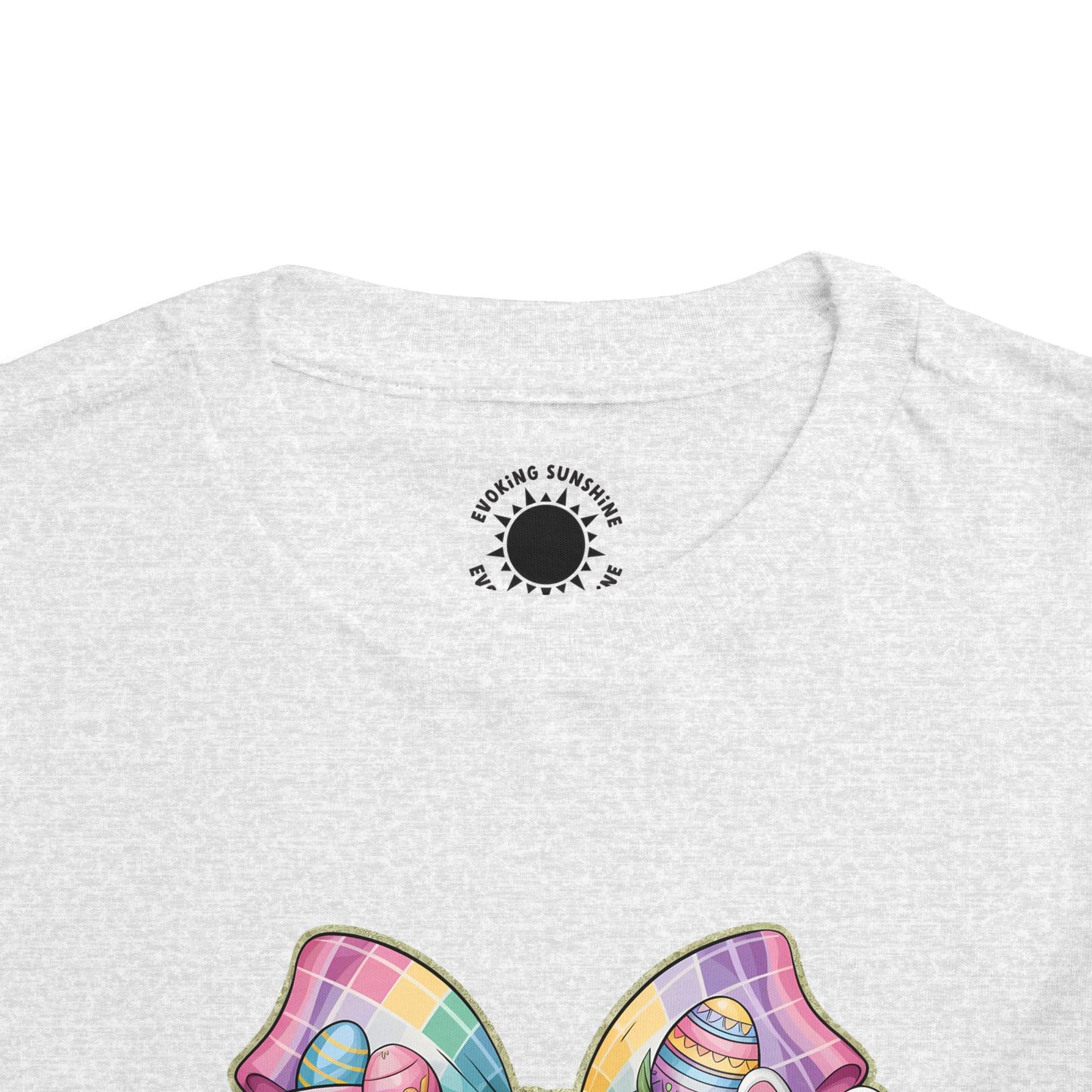 Easter Bunny Toddler Tee - Festive Short Sleeve Shirt with Colorful Bow Design