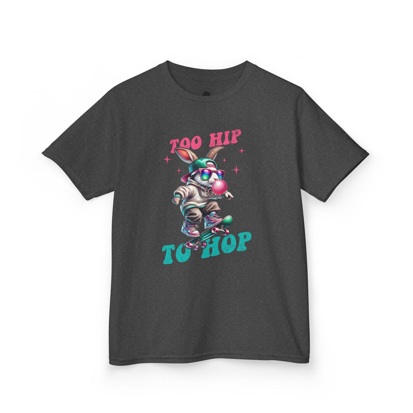 Cool Skateboarding Bunny Kids Tee - "Too Hip to Hop"