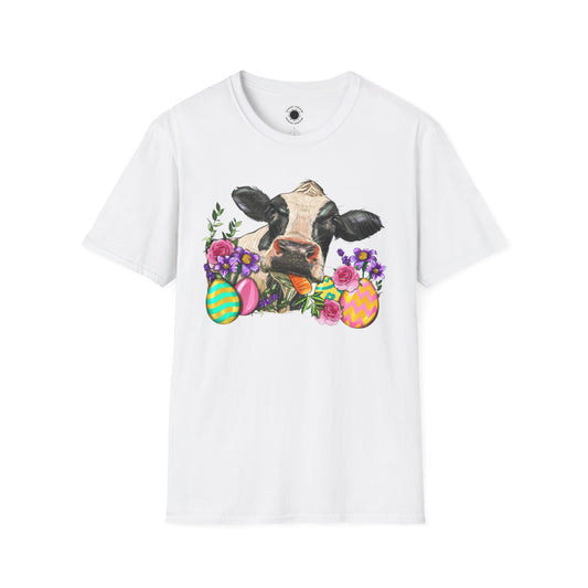 Easter Cow T-Shirt - Unisex Softstyle Tee for Spring Celebrations