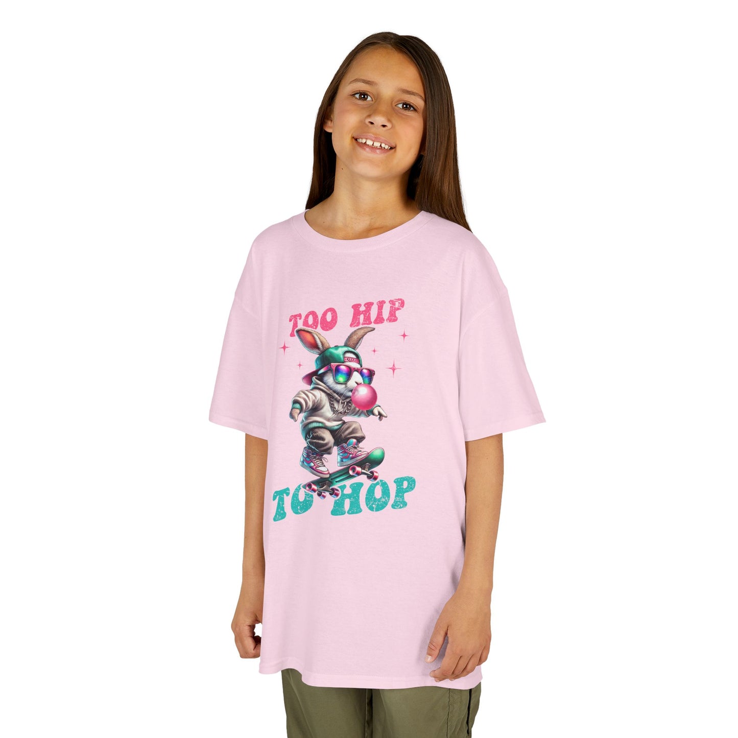 Cool Skateboarding Bunny Kids Tee - "Too Hip to Hop"