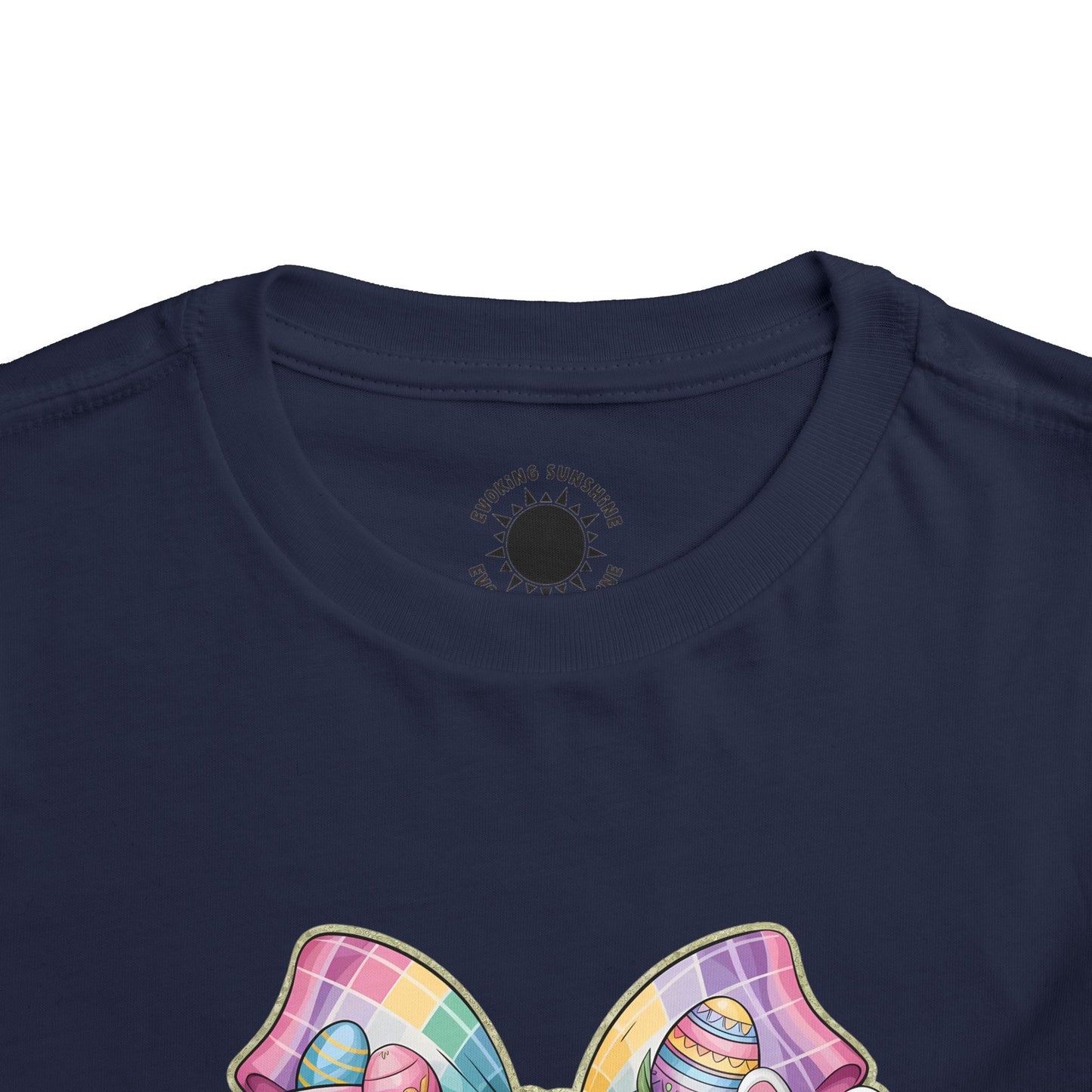 Easter Bunny Toddler Tee - Festive Short Sleeve Shirt with Colorful Bow Design