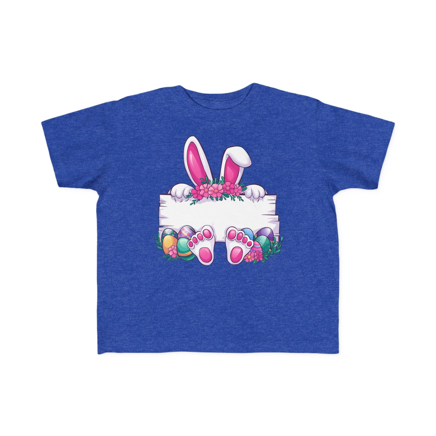 Personalized Cute Easter Bunny Toddler T-Shirt with Colorful Eggs