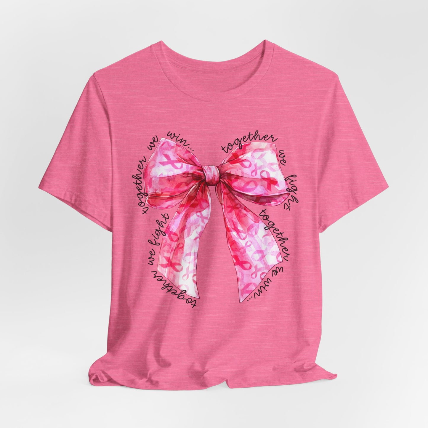 Pink Cancer Coquette Bow Tee, Breast Cancer Awareness Ribbon Shirt, Unisex Jersey Short Sleeve Top, Pink Ribbon T-shirt, Express Delivery available