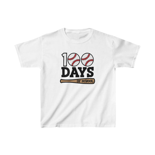 100 Day of School Baseball T-Shirt, School Spirt, Youth shirt, Baseball and bat