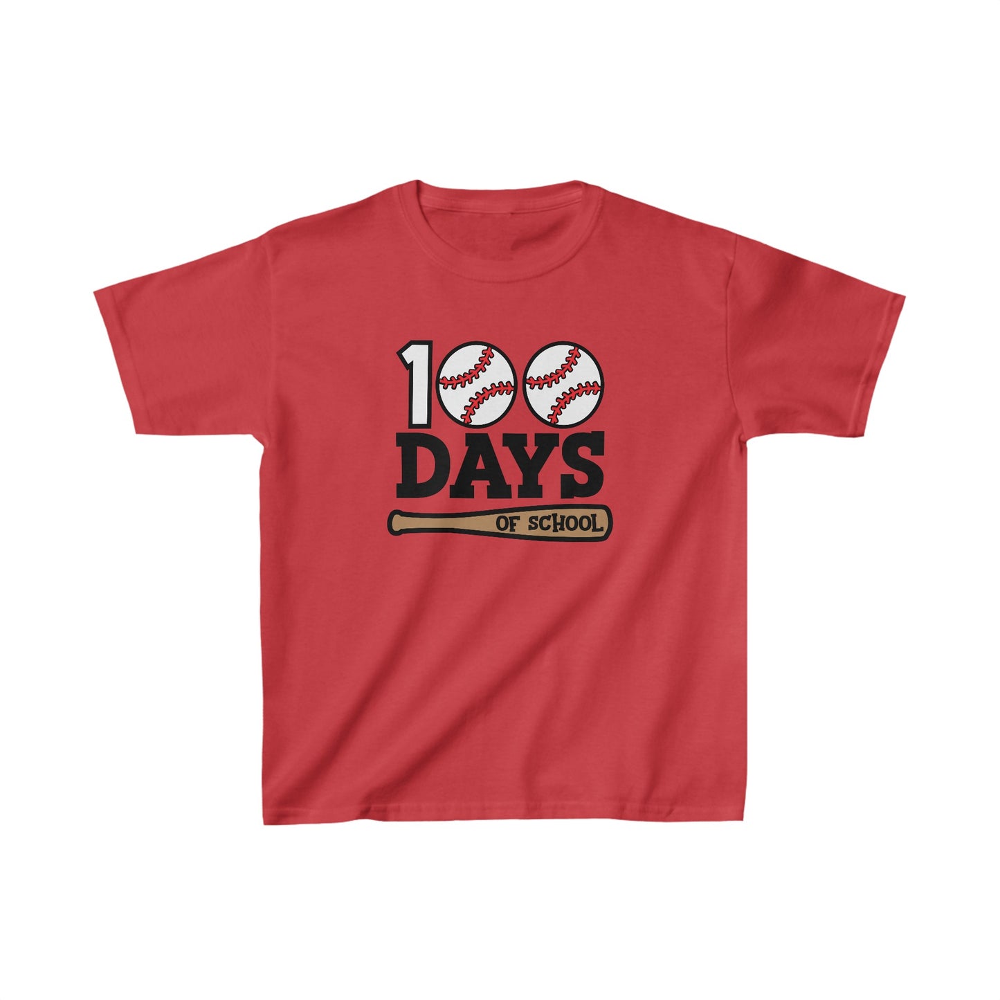 100 Day of School Baseball T-Shirt, School Spirt, Youth shirt, Baseball and bat