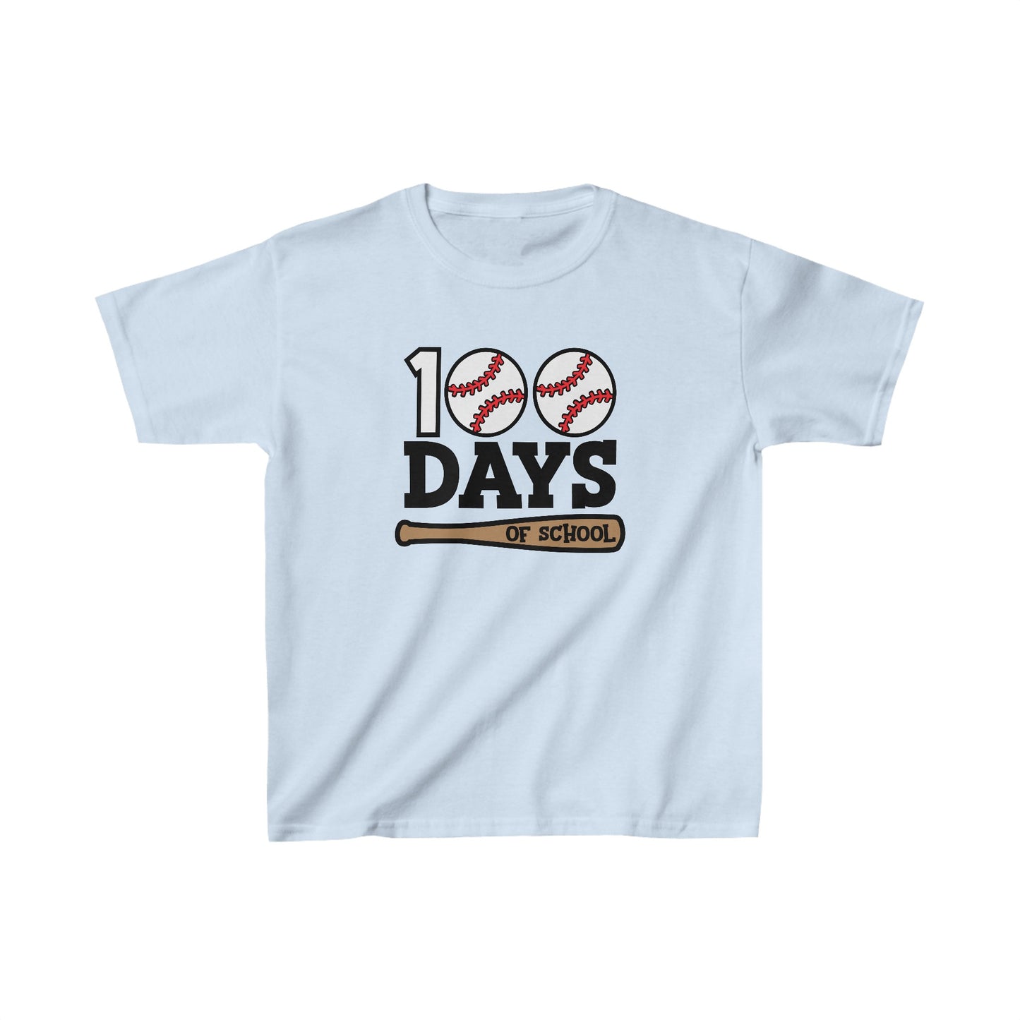 100 Day of School Baseball T-Shirt, School Spirt, Youth shirt, Baseball and bat