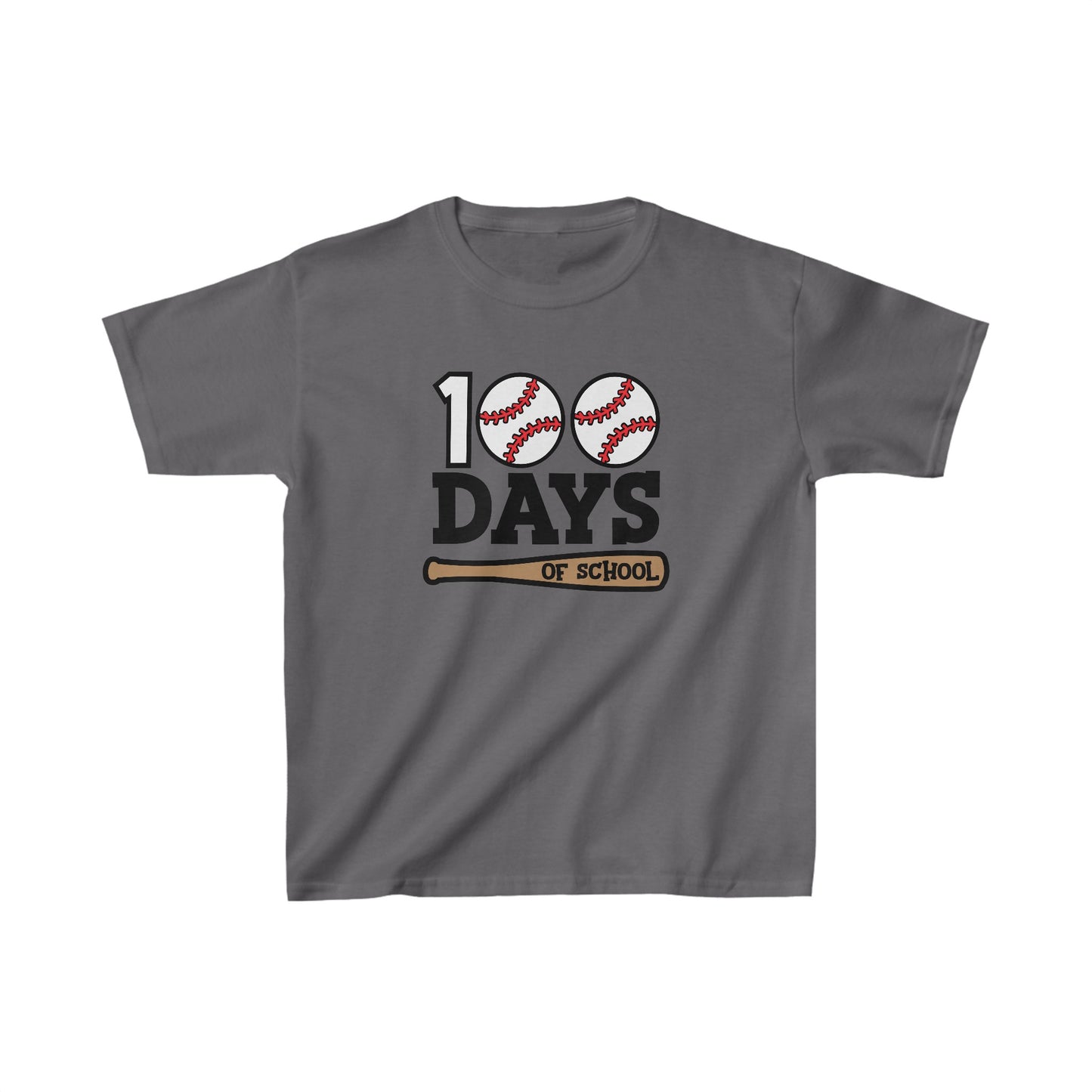 100 Day of School Baseball T-Shirt, School Spirt, Youth shirt, Baseball and bat