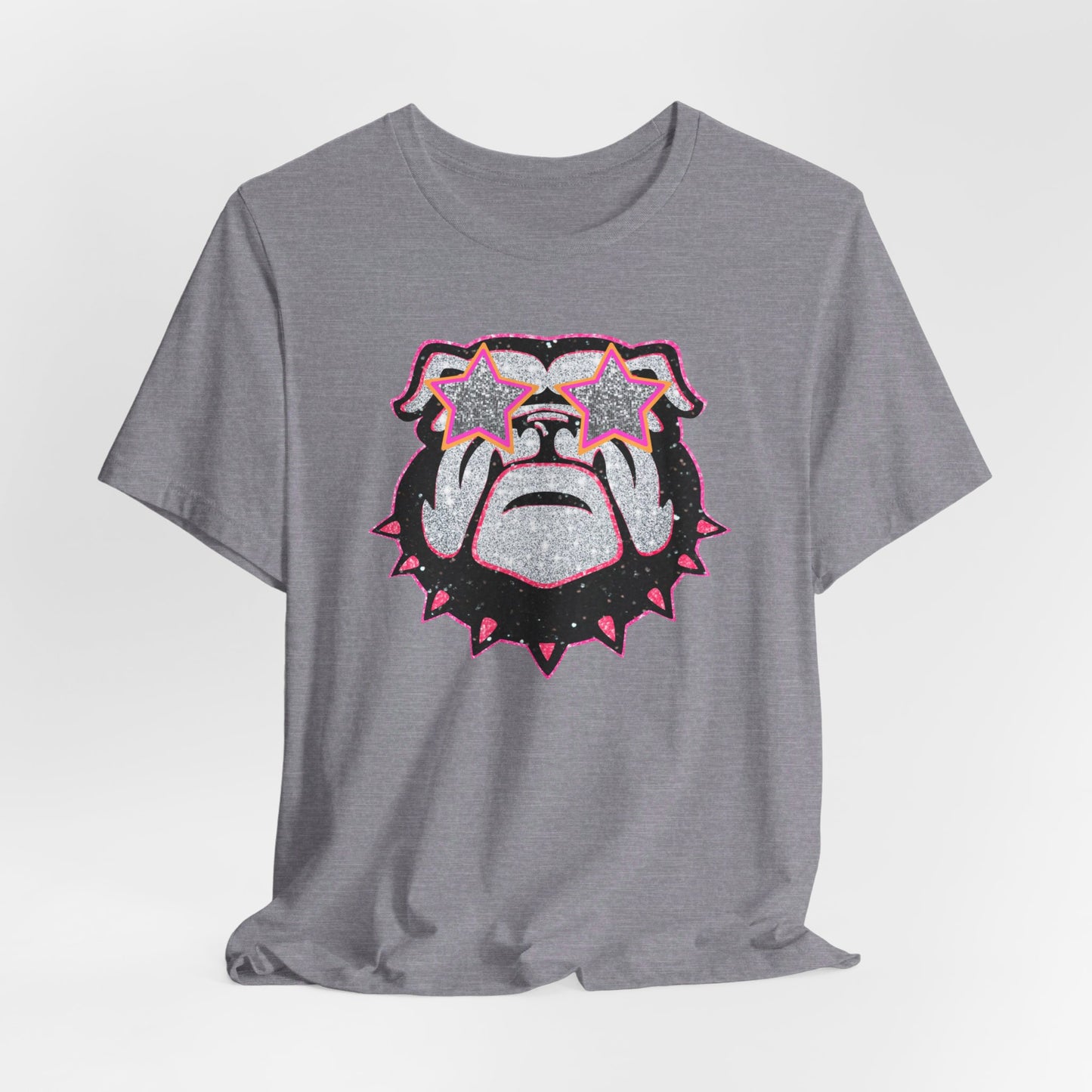 UGA Bulldog Lady Tee in Faux Black, Pink and Silver Glitter