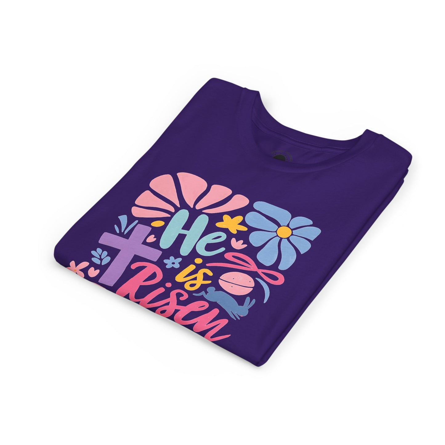 Youth Short Sleeve Tee - "He is Risen" Floral Design